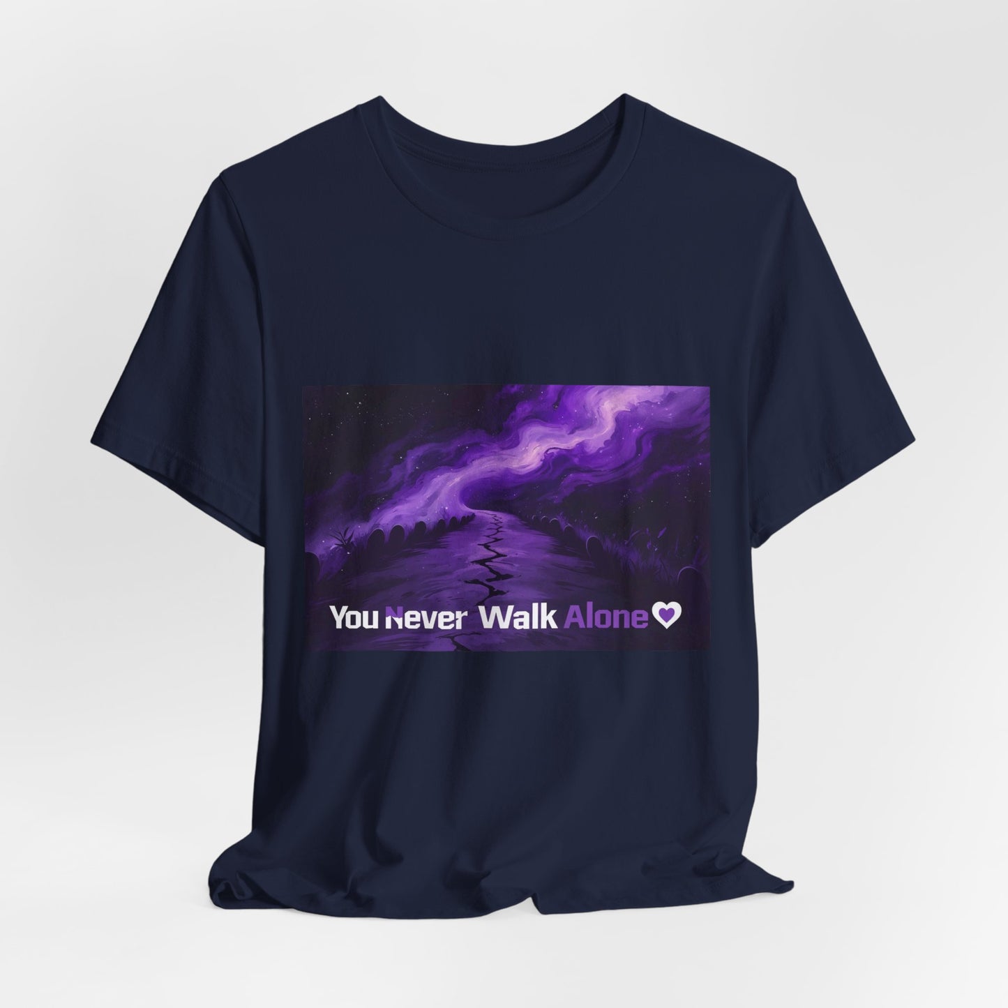 You Never Walk Alone Tee — Purple Night Stairway Graphic T‑Shirt