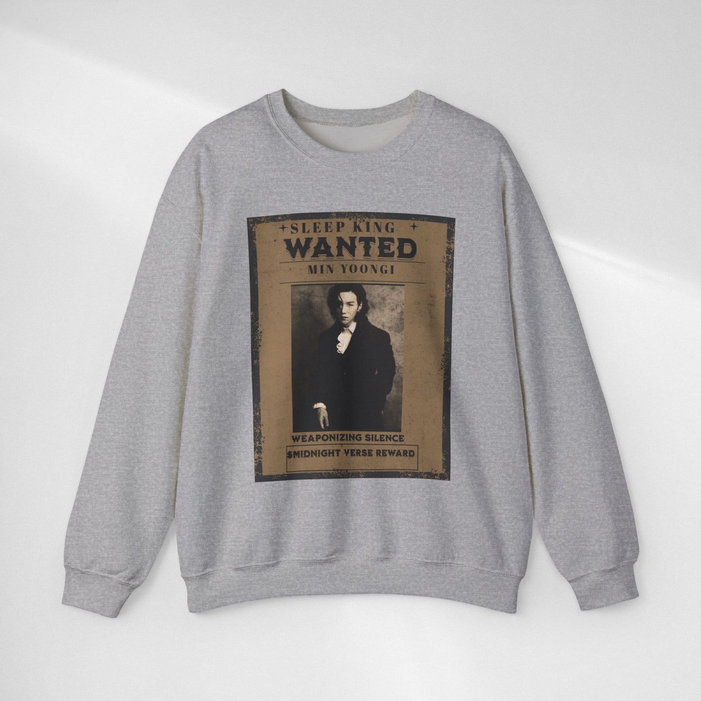 Crewneck Sweatshirt "Wanted: Min Yoongi" Vintage Poster BTS Suga Fan Apparel