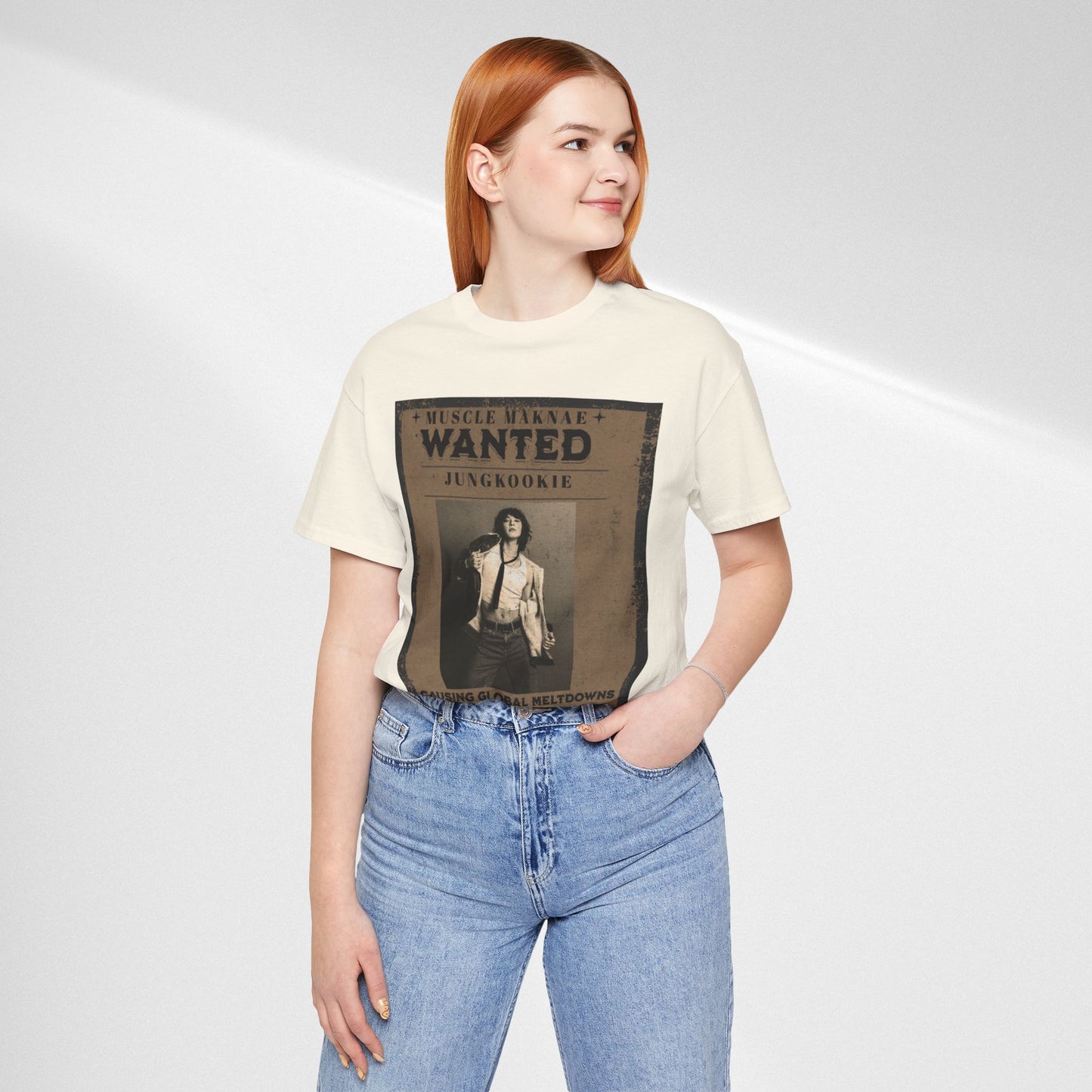 Wanted Poster Tee — 'Jungkook: Causing Global Meltdowns' Vintage K-Pop T-Shirt