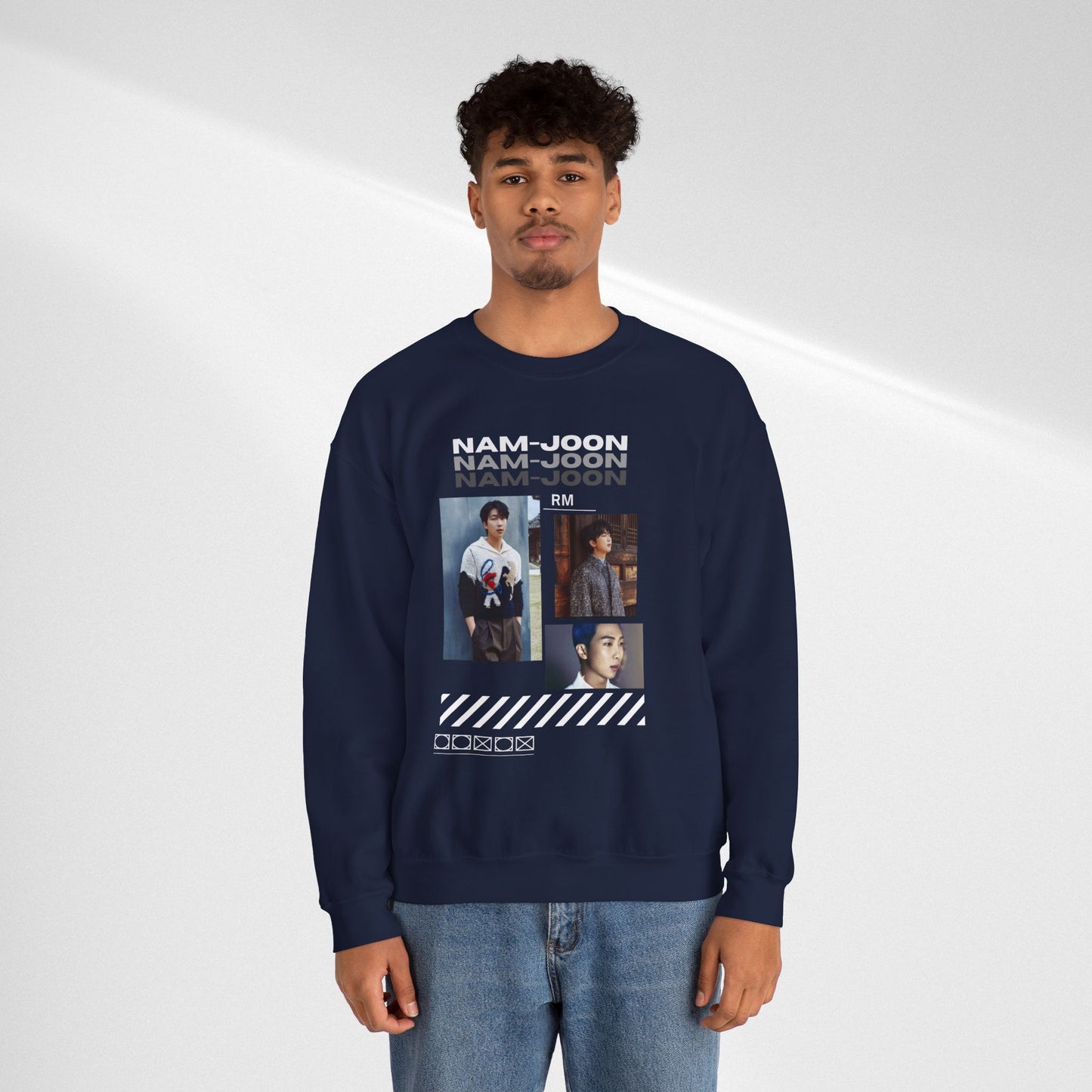 Photo Collage Crewneck Sweatshirt — "Nam-Joon" Graphic Pullover