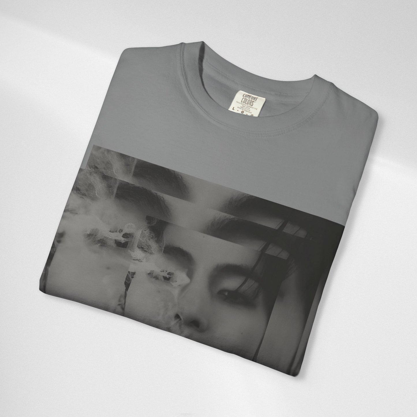 V Graphic Tee — Noir Glitch Portrait T-Shirt