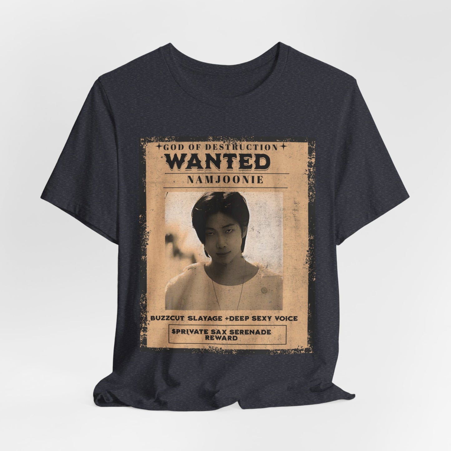 T-Shirt — Vintage 'Wanted: Namjoonie' Photo Tee (K-Pop Fan Poster Style)