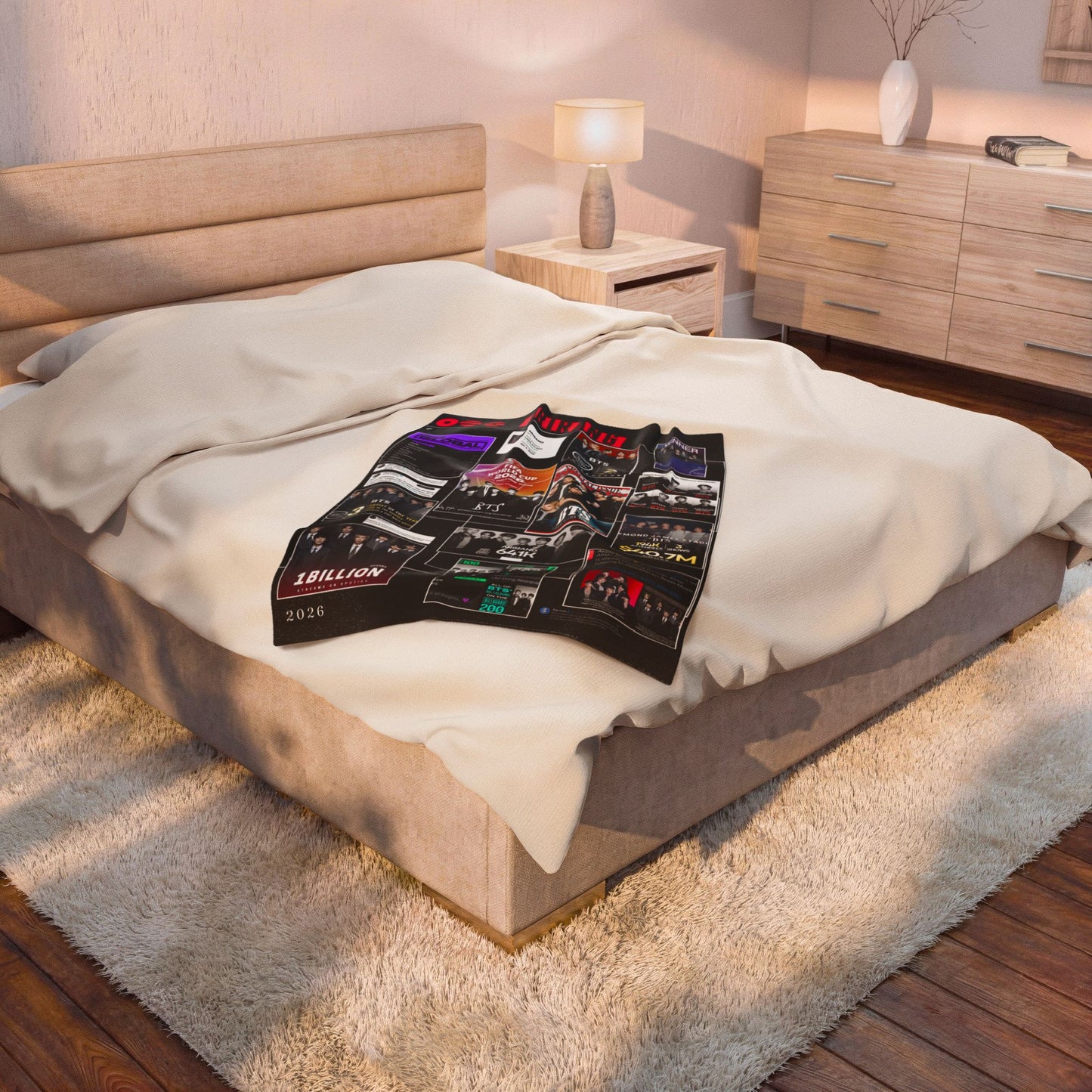 BTS ARIRANG Collage Velveteen Plush Blanket — K-Pop Fan Merchandise