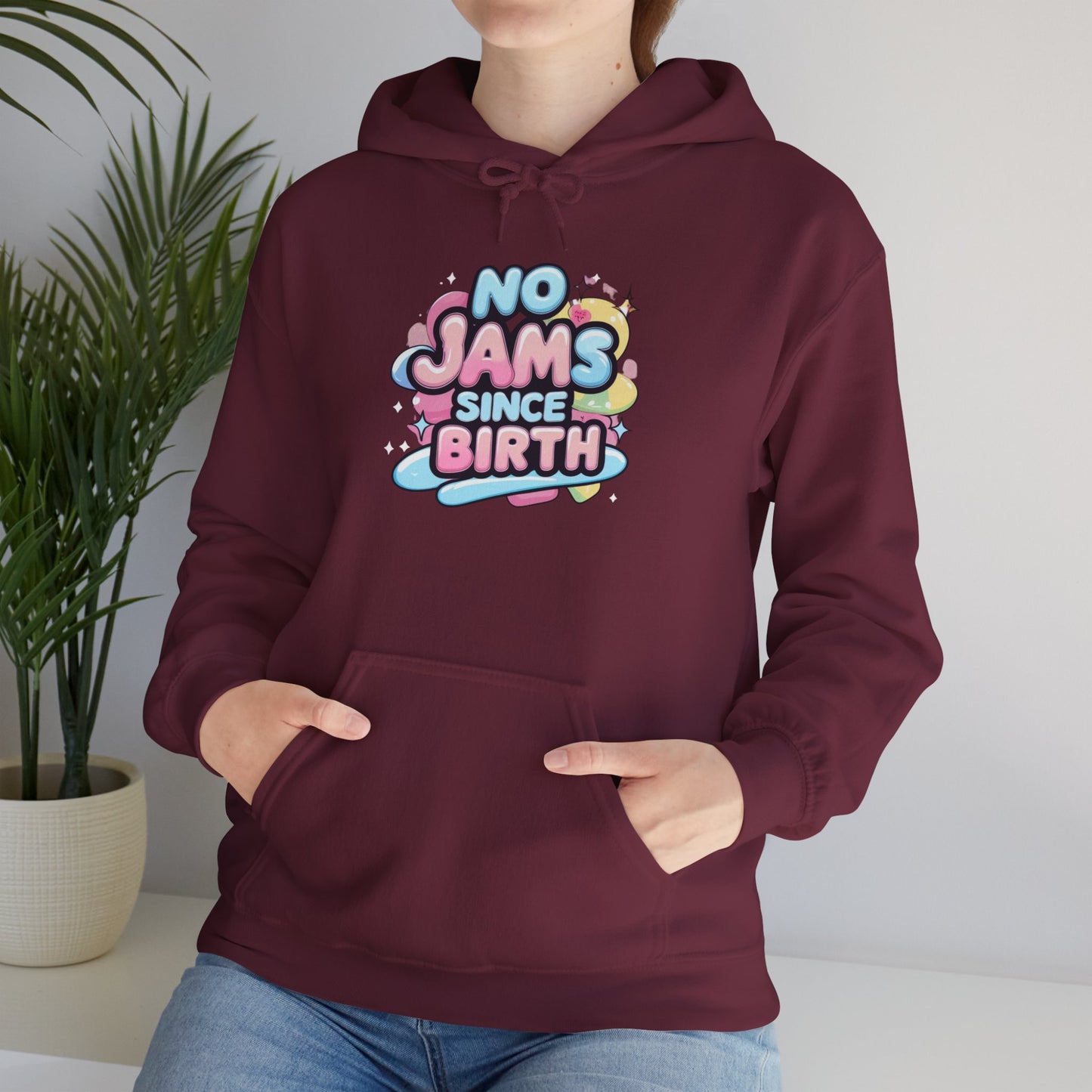 Hoodie — "No Jams Since Birth" Cute Kawaii Graphic Pullover