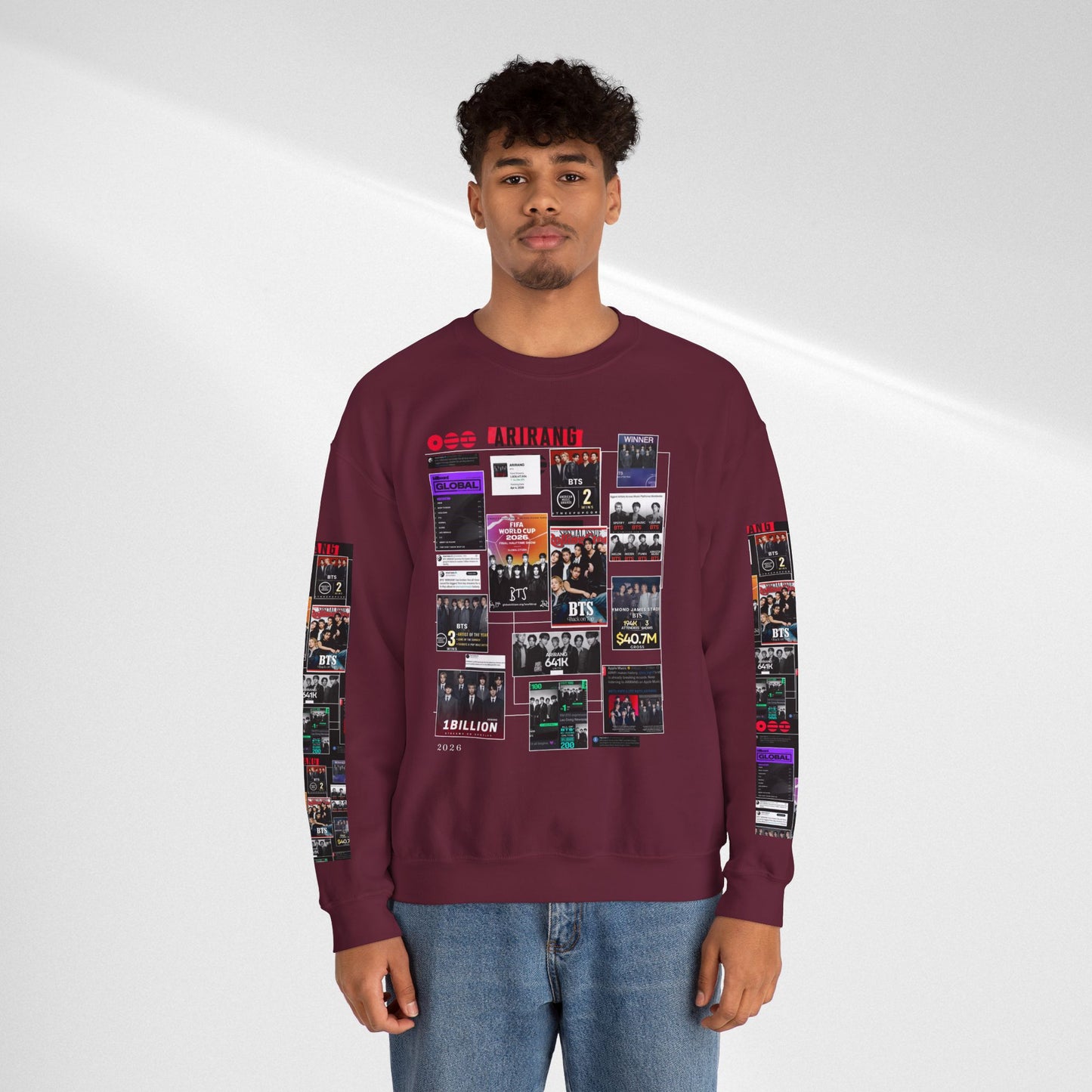 Crewneck Sweatshirt — BTS ARIRANG Collage Graphic Crewneck (Album Posters & Tour Art)