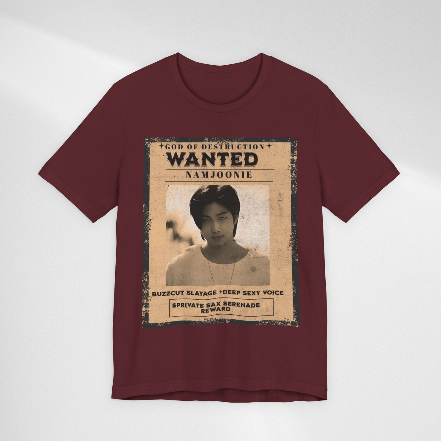 T-Shirt — Vintage 'Wanted: Namjoonie' Photo Tee (K-Pop Fan Poster Style)