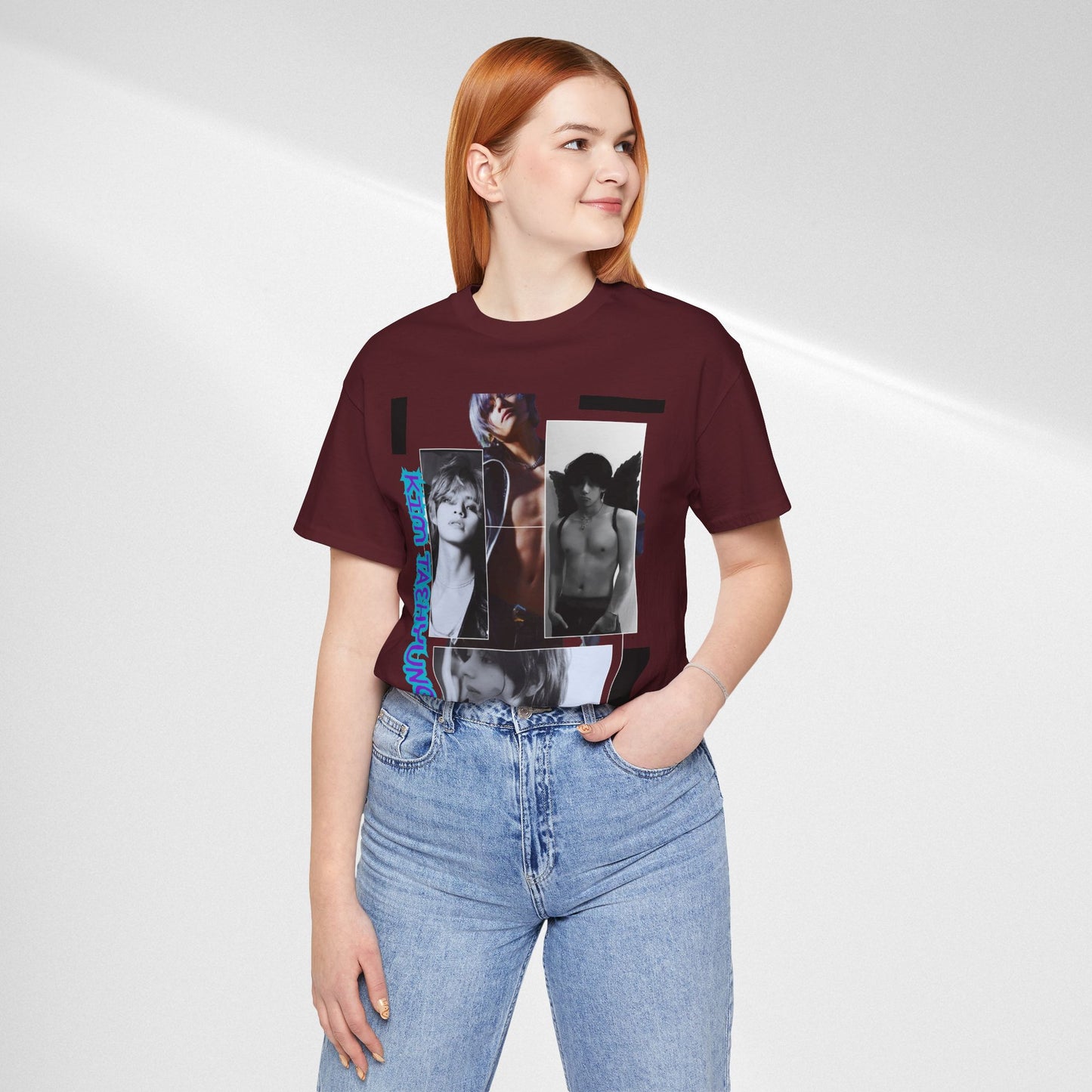 TAE Photo Collage Graphic Tee — Retro Black & White Portraits