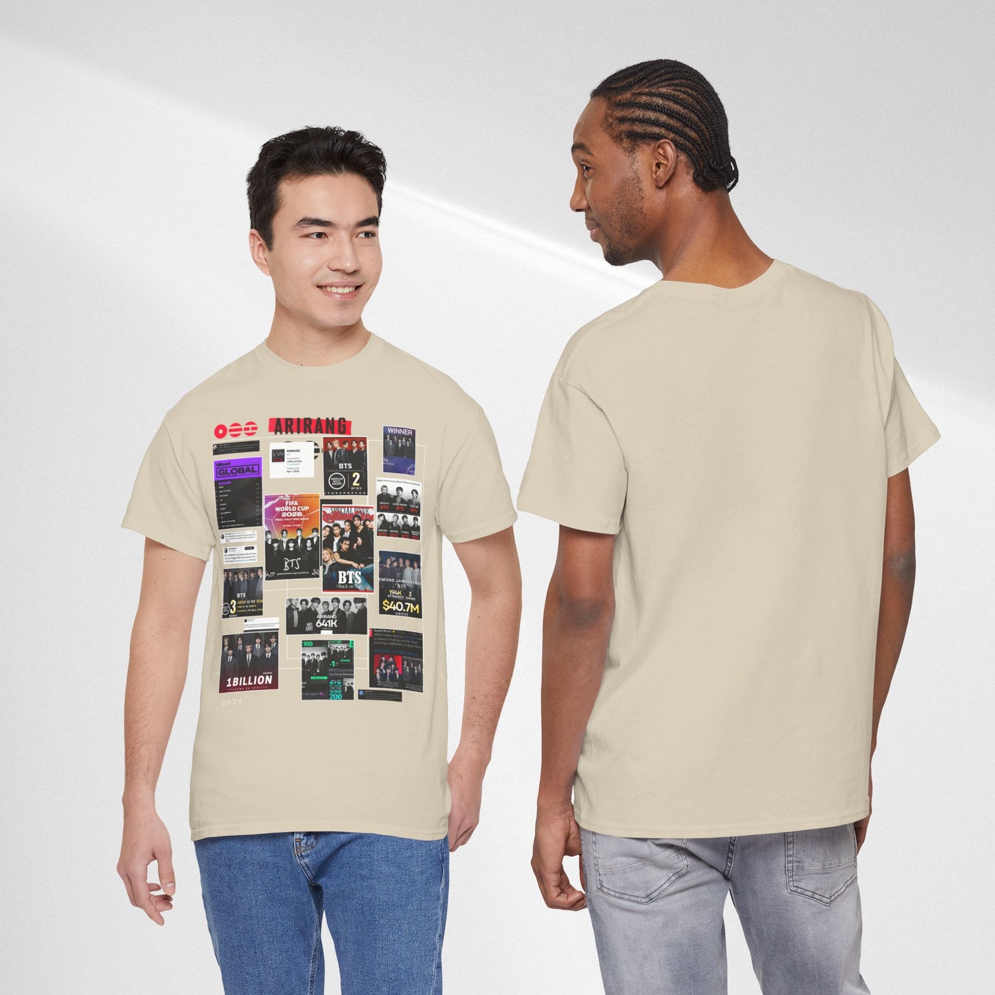 BTS ARIRANG Collage Tee — Iconic Albums & Milestones Graphic T-Shirt