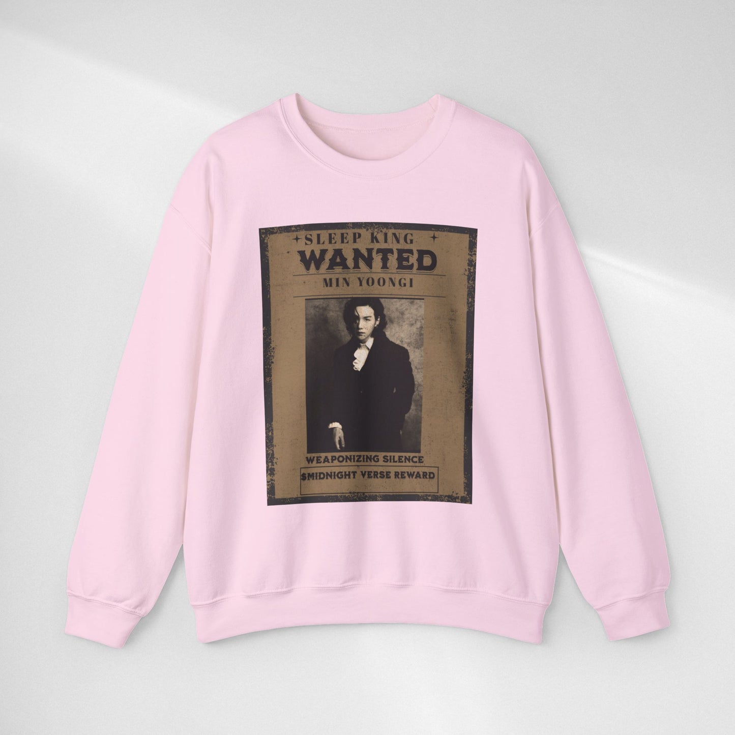 Crewneck Sweatshirt "Wanted: Min Yoongi" Vintage Poster BTS Suga Fan Apparel