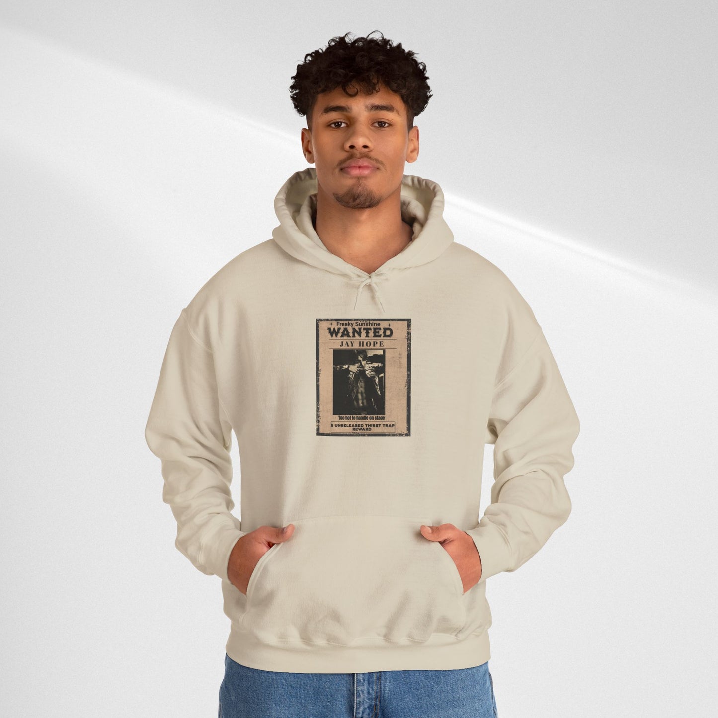 Hoodie - Vintage JHOPE 'WANTED' Poster Graphic Hooded Sweatshirt