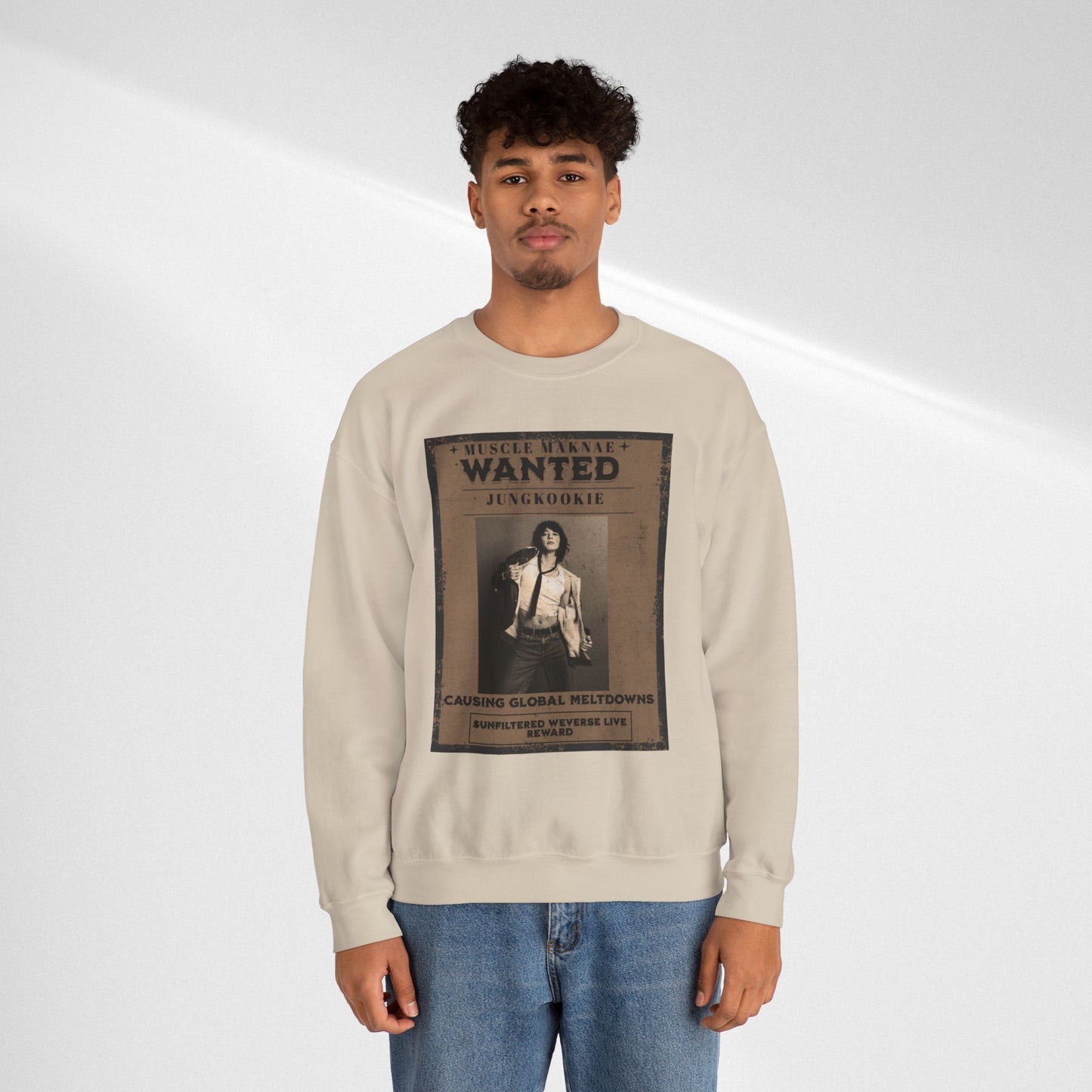 Crewneck Sweatshirt — Vintage JK'Wanted' Poster Graphic