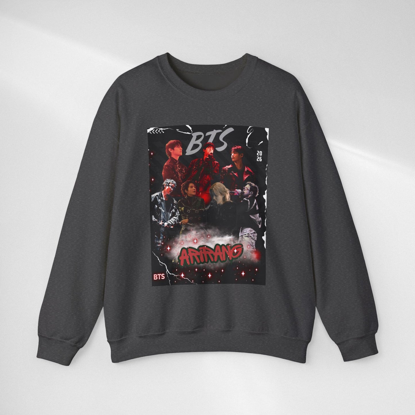BTS Graphic Crewneck Sweatshirt – Red & Black Band Photo Design