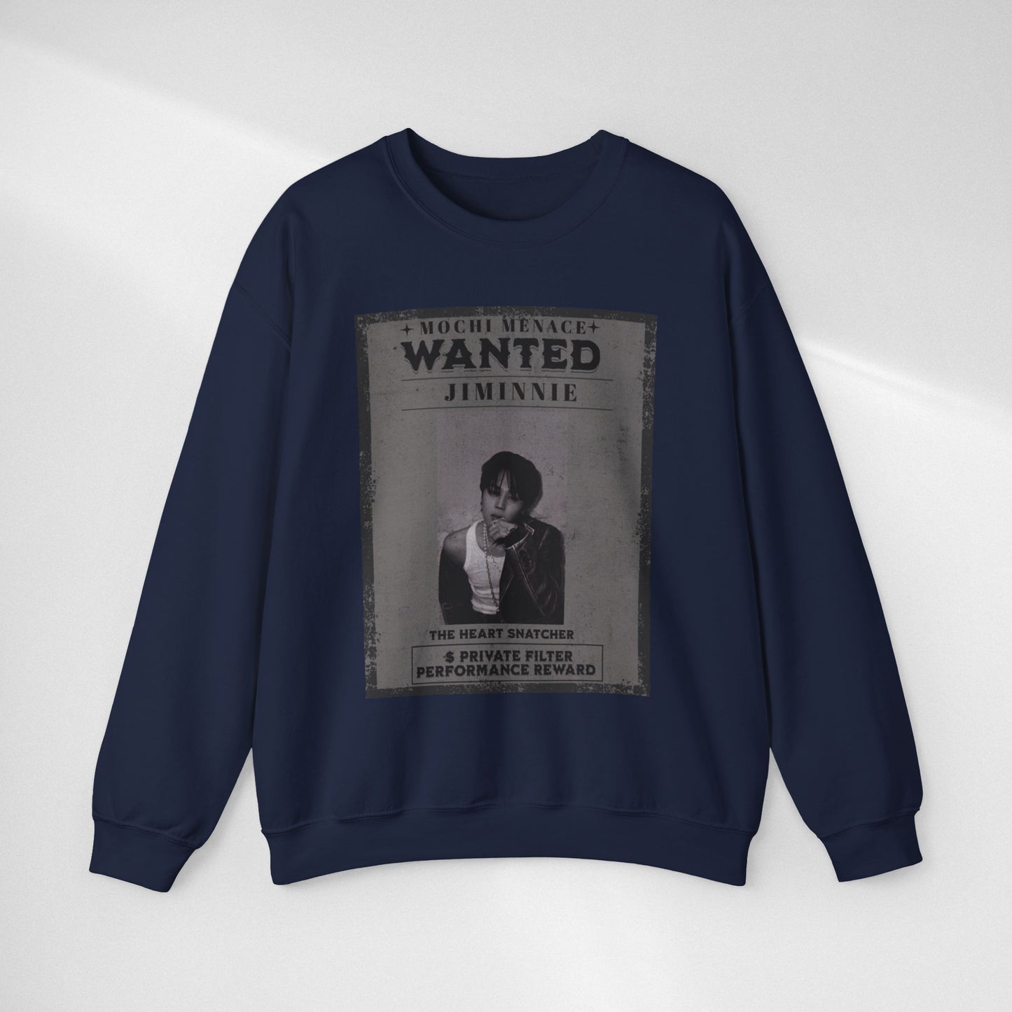 Wanted Poster Crewneck Sweatshirt – 'Wanted Jiminie' Vintage K-Pop Graphic