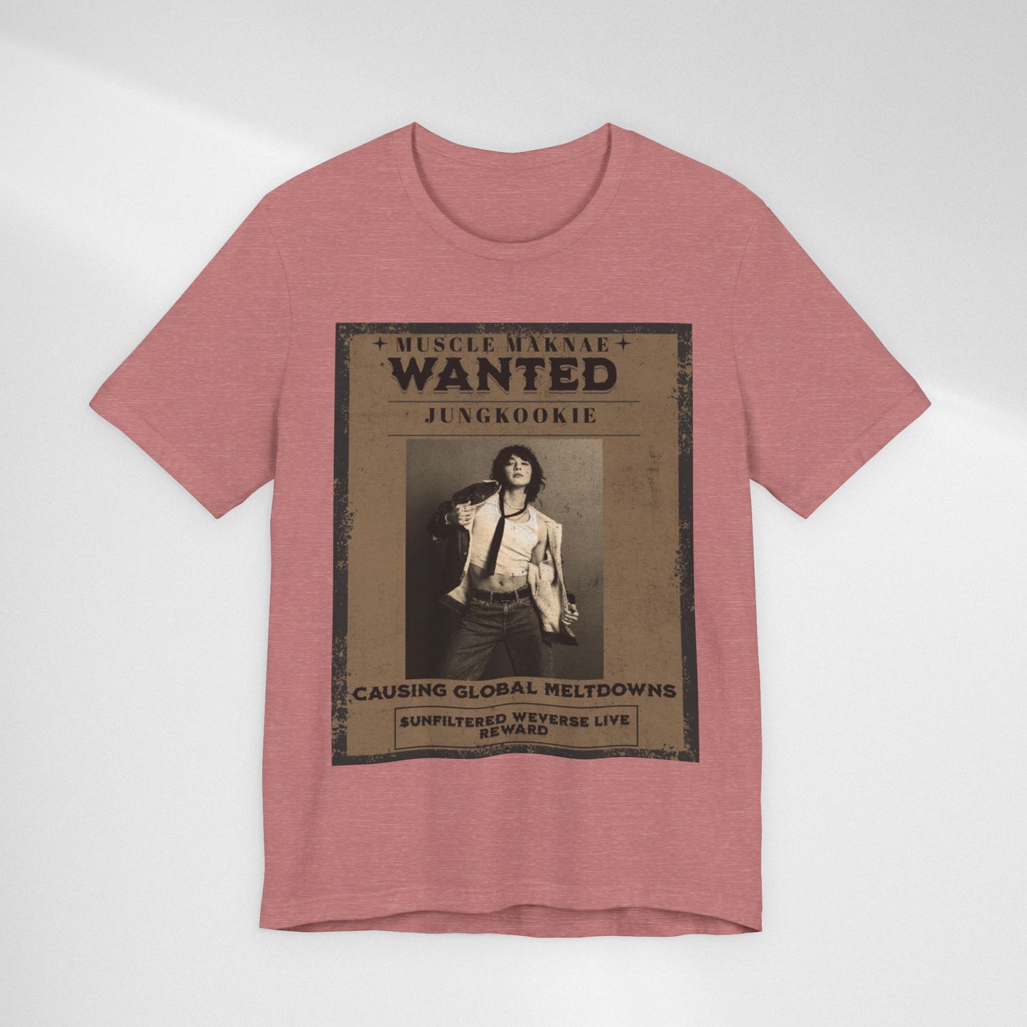 Wanted Poster Tee — 'Jungkook: Causing Global Meltdowns' Vintage K-Pop T-Shirt