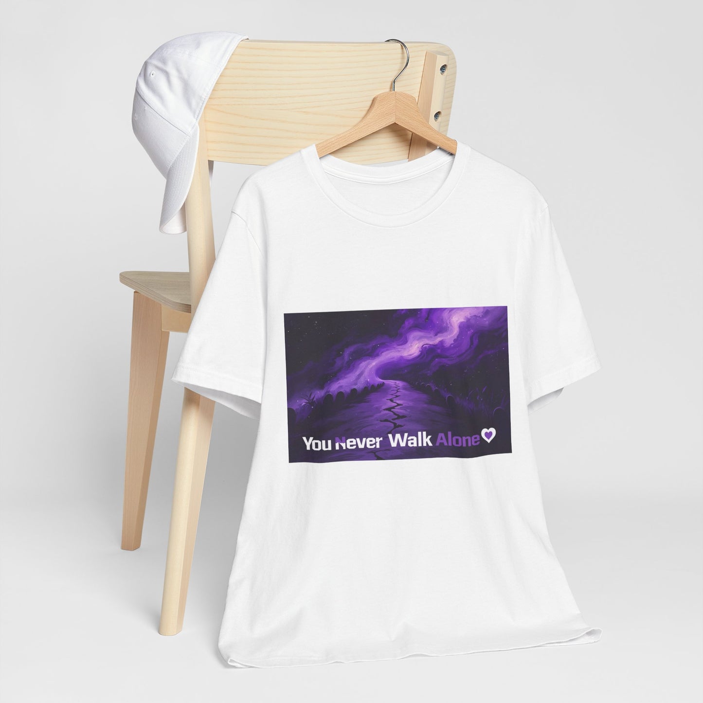 You Never Walk Alone Tee — Purple Night Stairway Graphic T‑Shirt