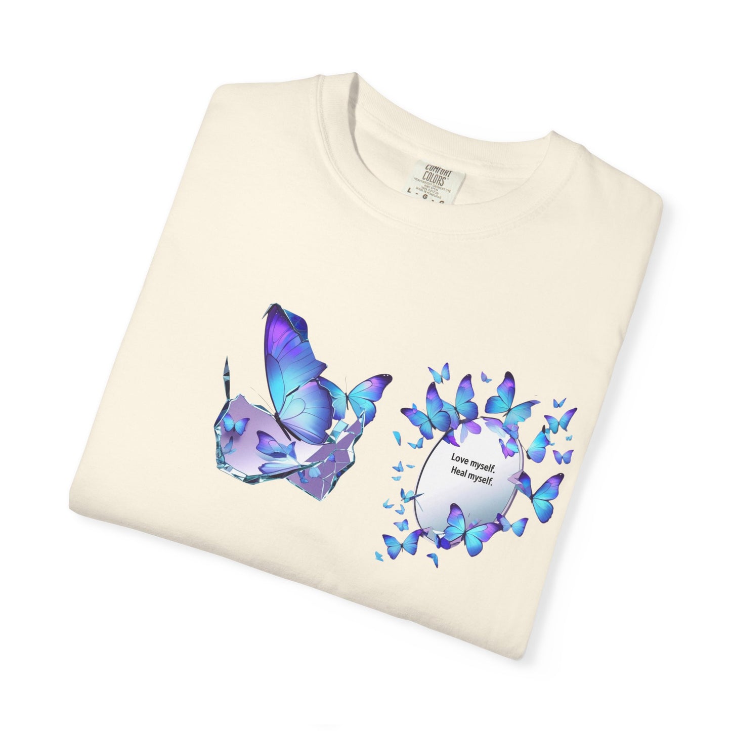 Butterfly Heart T-Shirt — Blue Watercolor Butterflies & "Everyone Deserves Love" Design