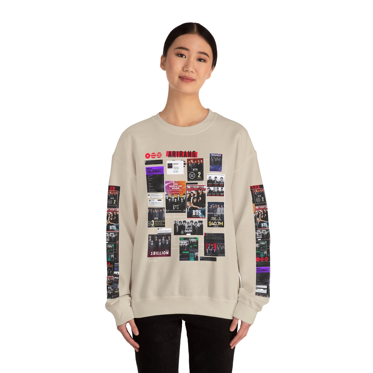 Crewneck Sweatshirt — BTS ARIRANG Collage Graphic Crewneck (Album Posters & Tour Art)