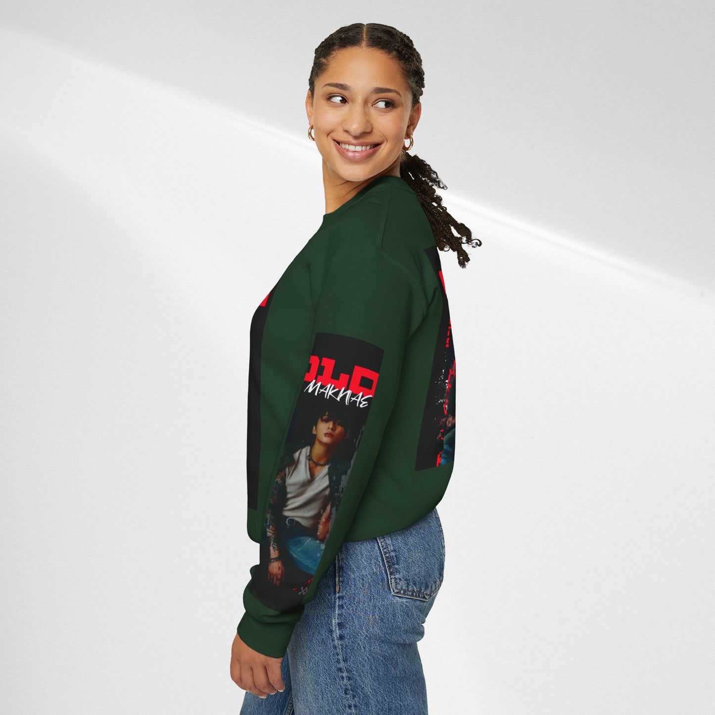 JK Golden Making Crewneck Sweatshirt — Retro K-Pop Photo Graphic