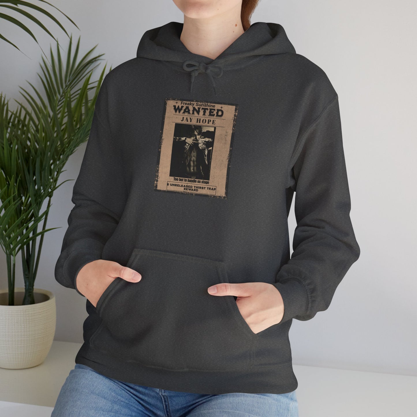 Hoodie - Vintage JHOPE 'WANTED' Poster Graphic Hooded Sweatshirt