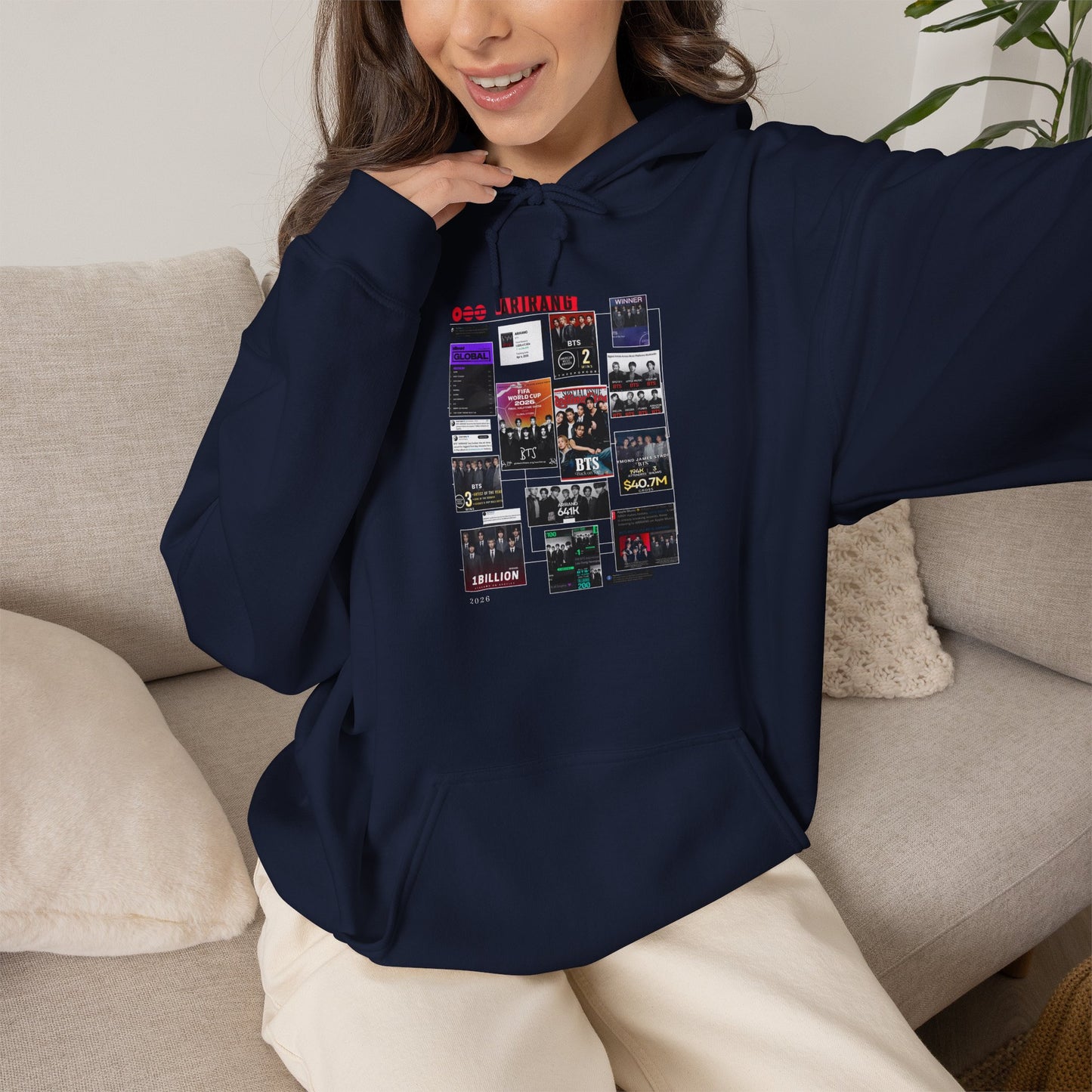 BTS ARIRANG Band Poster Collage Hoodie — Vintage Gig Tour Graphic Sweatshirt