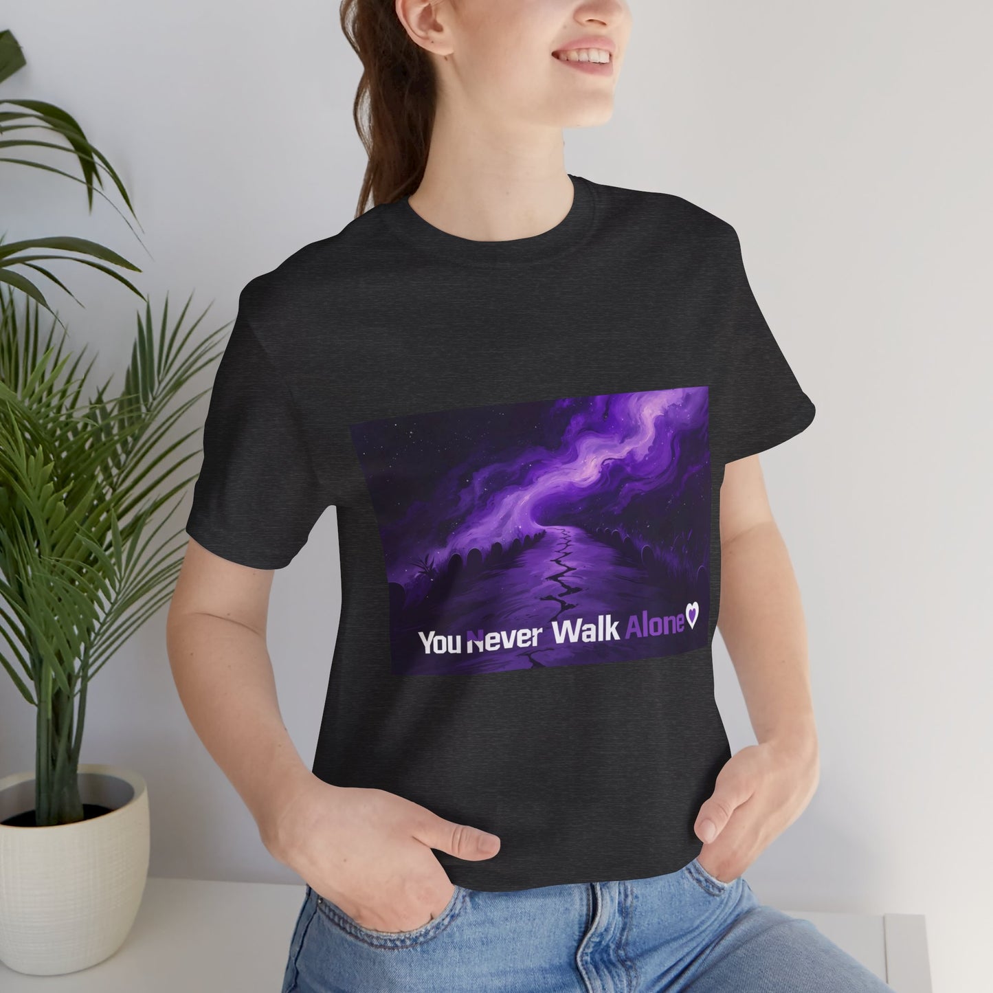 You Never Walk Alone Tee — Purple Night Stairway Graphic T‑Shirt