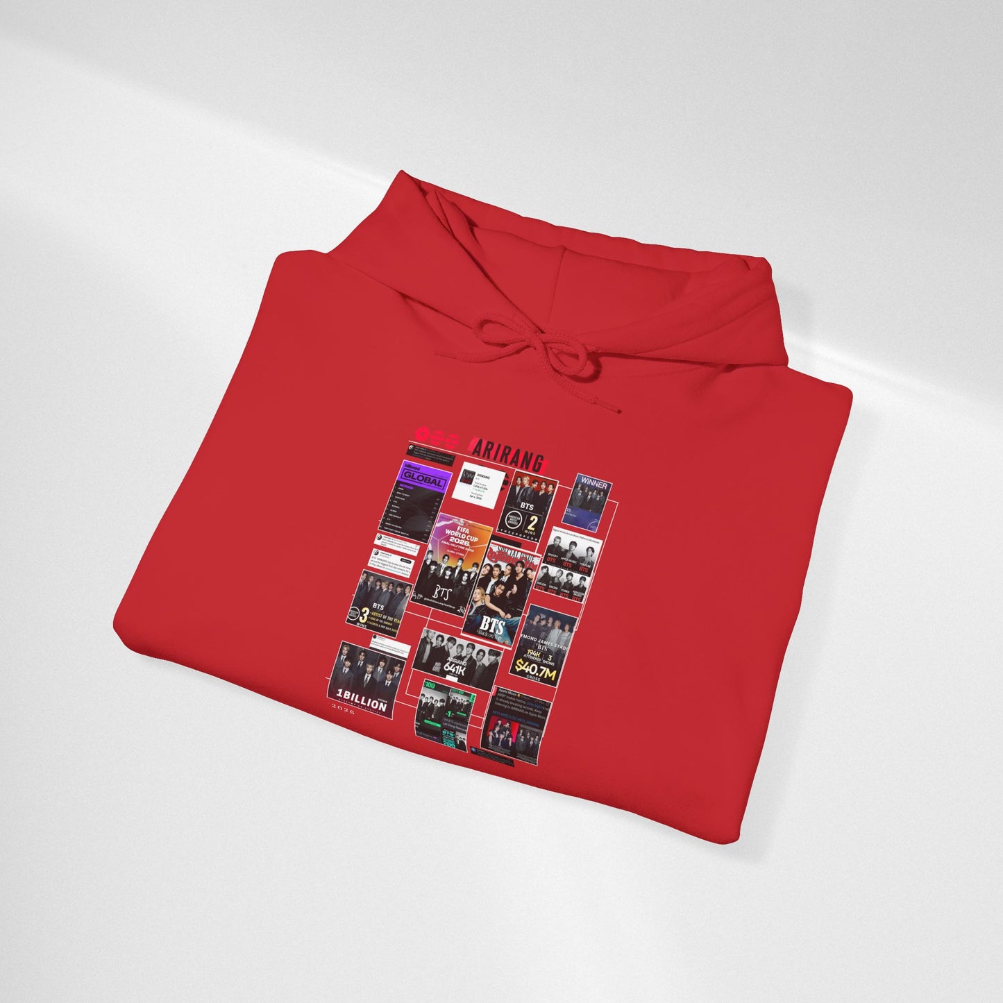 BTS ARIRANG Band Poster Collage Hoodie — Vintage Gig Tour Graphic Sweatshirt