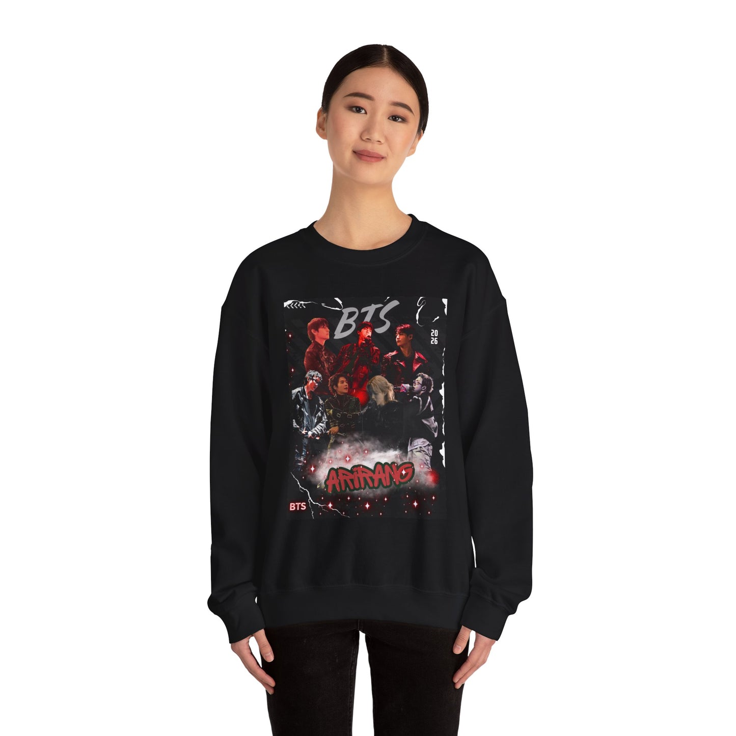 BTS Graphic Crewneck Sweatshirt – Red & Black Band Photo Design
