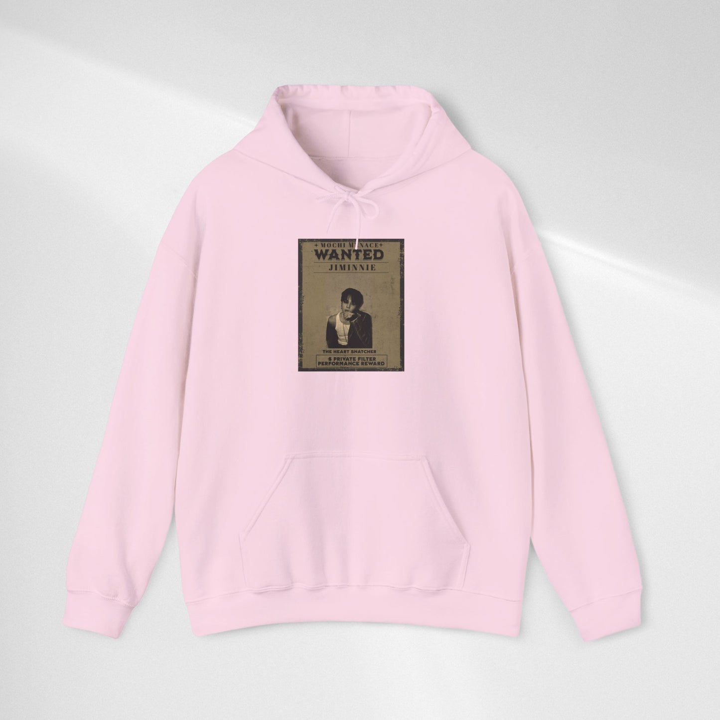 JIMIN Wanted Poster Hoodie — Vintage Photo "Wanted" Graphic Sweatshirt