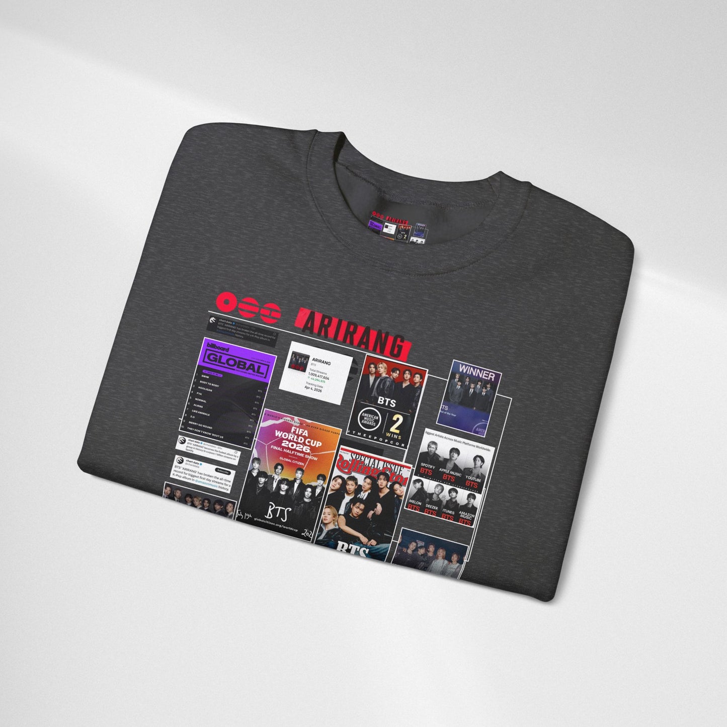 Crewneck Sweatshirt — BTS ARIRANG Collage Graphic Crewneck (Album Posters & Tour Art)