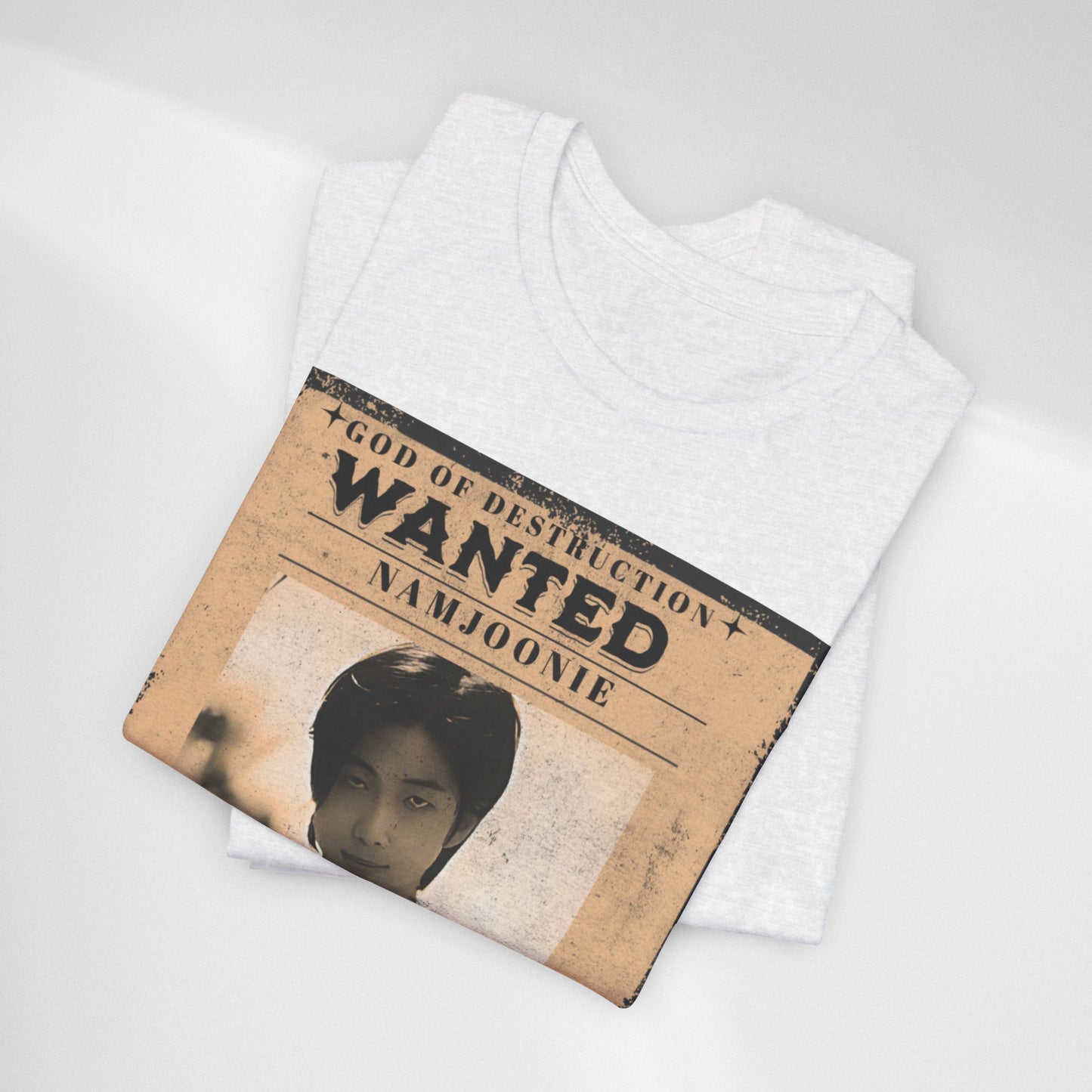 T-Shirt — Vintage 'Wanted: Namjoonie' Photo Tee (K-Pop Fan Poster Style)