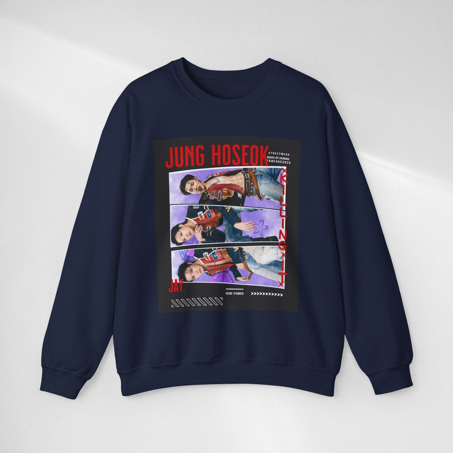Photo Collage Crewneck Sweatshirt — 'JUNG HOSEOK' Graphic Pullover