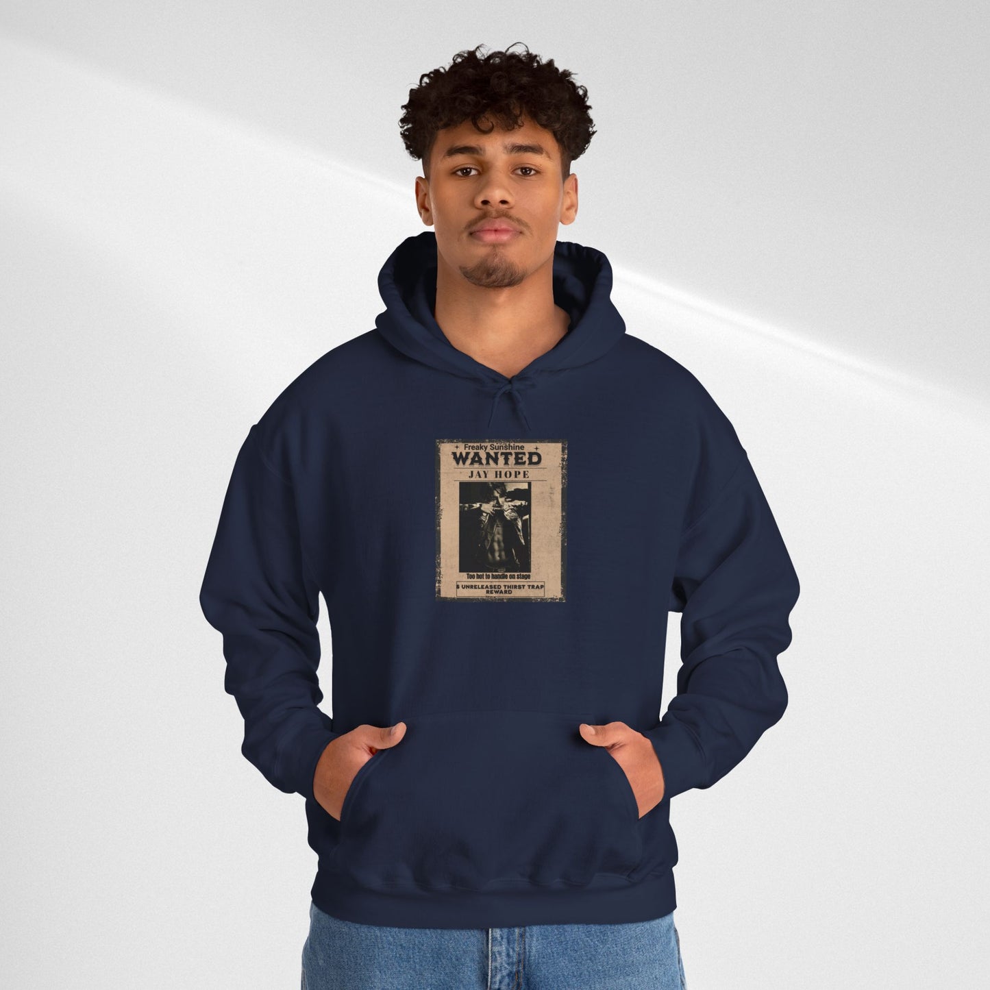 Hoodie - Vintage JHOPE 'WANTED' Poster Graphic Hooded Sweatshirt