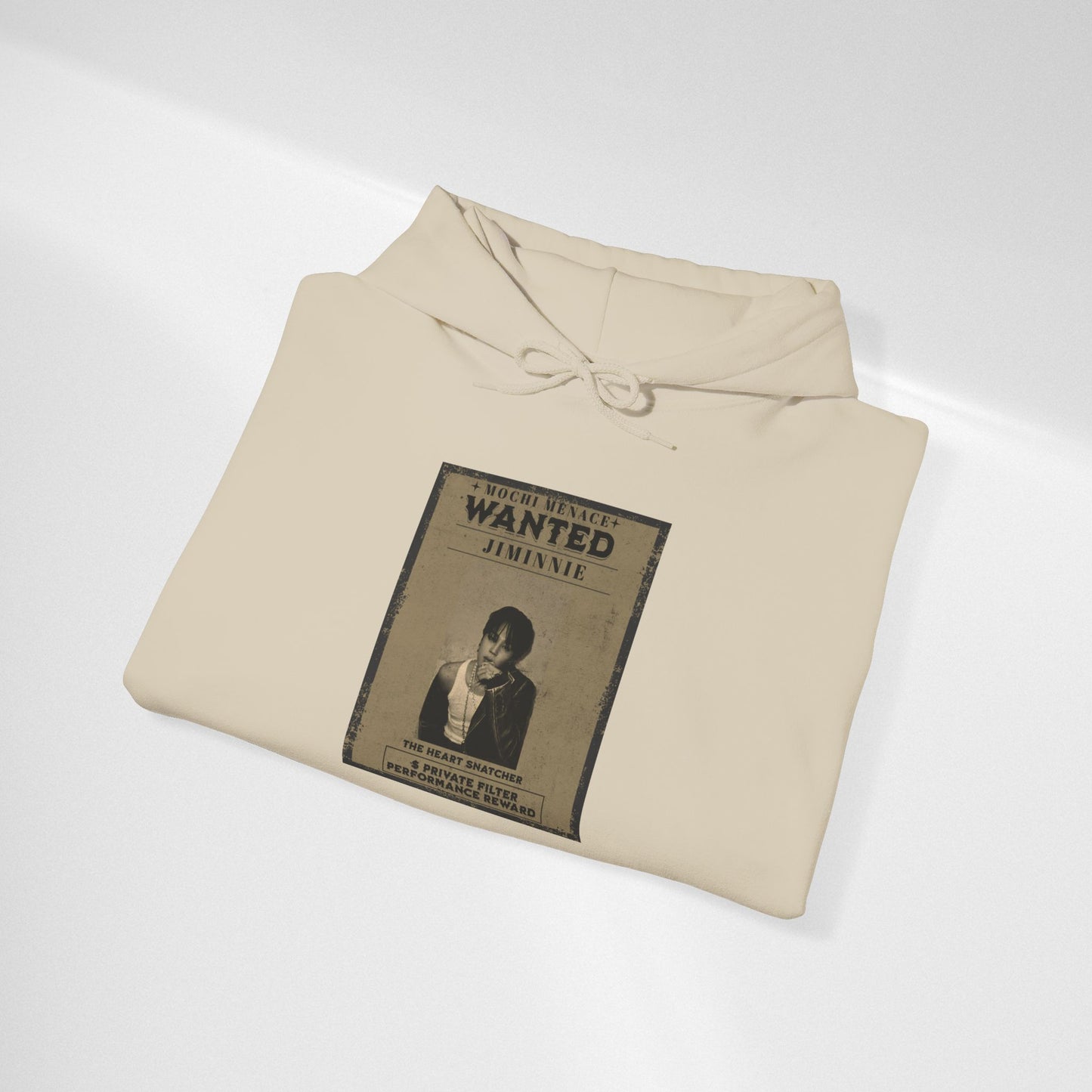 JIMIN Wanted Poster Hoodie — Vintage Photo "Wanted" Graphic Sweatshirt