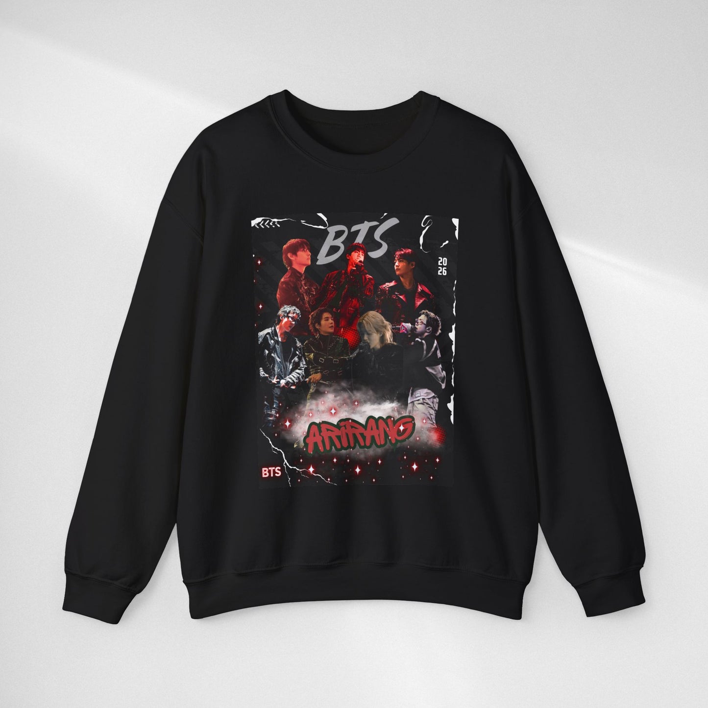 BTS Graphic Crewneck Sweatshirt – Red & Black Band Photo Design