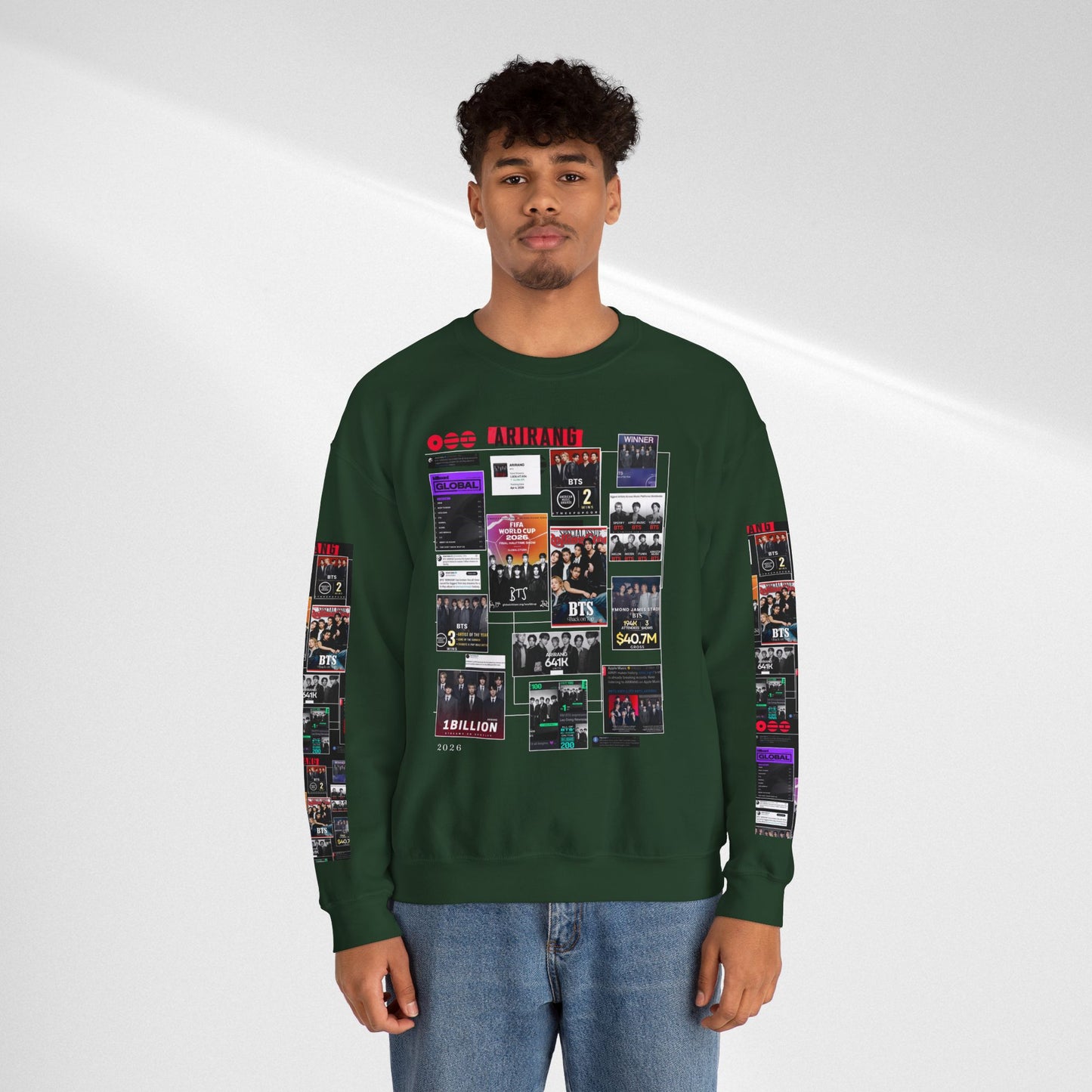 Crewneck Sweatshirt — BTS ARIRANG Collage Graphic Crewneck (Album Posters & Tour Art)