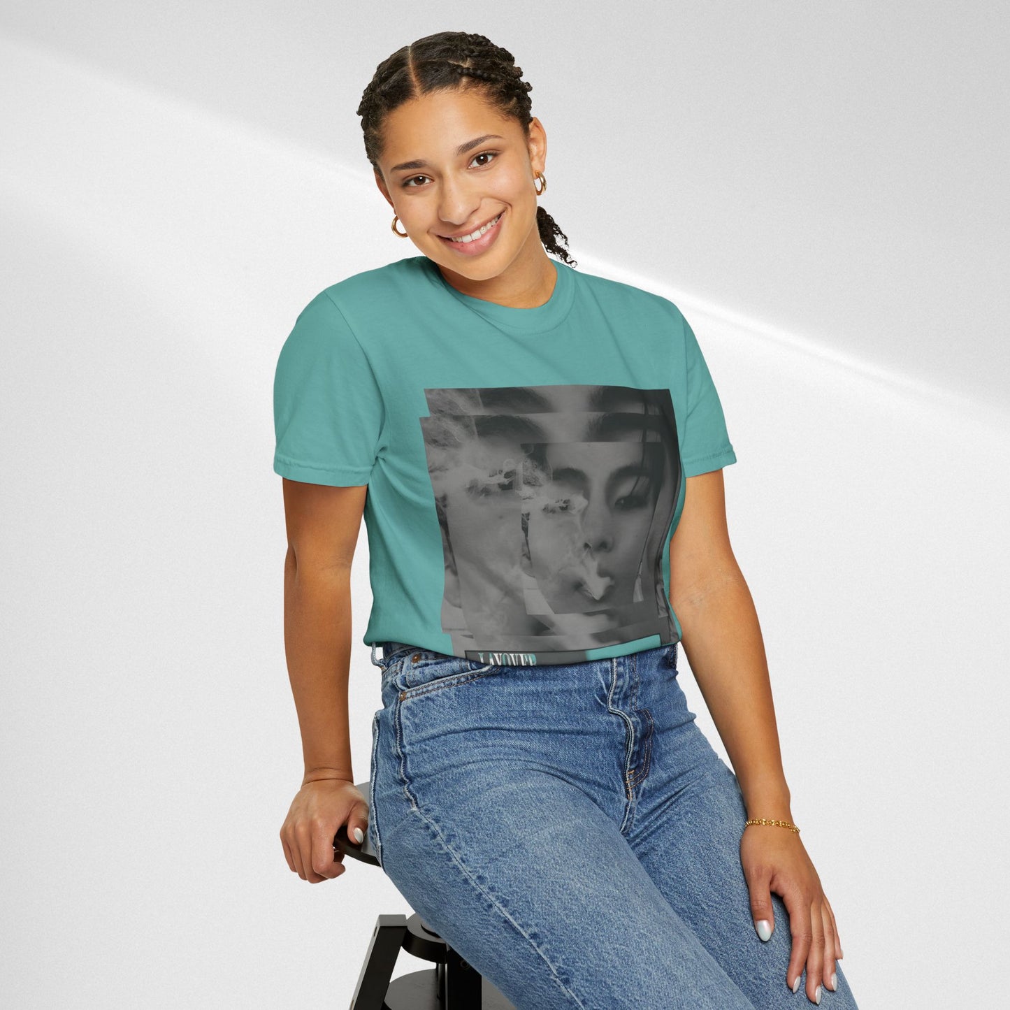 V Graphic Tee — Noir Glitch Portrait T-Shirt