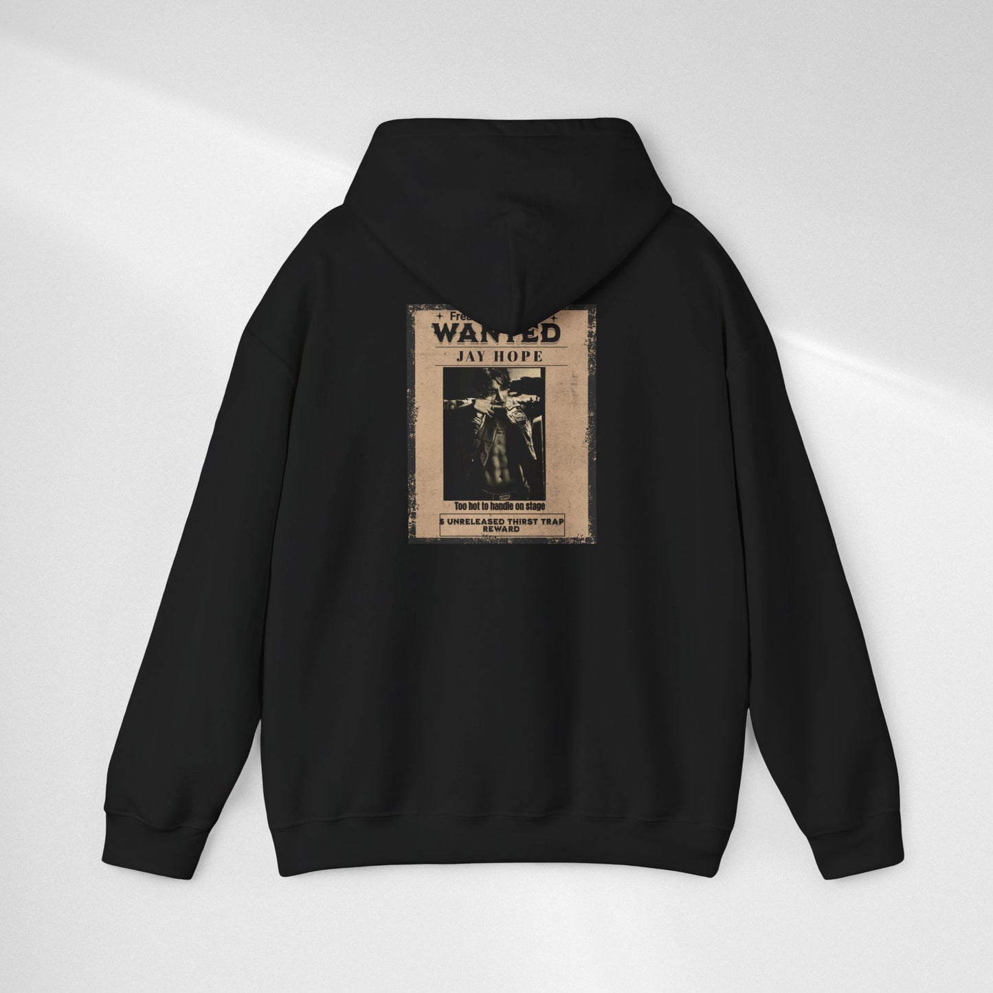 Hoodie - Vintage JHOPE 'WANTED' Poster Graphic Hooded Sweatshirt
