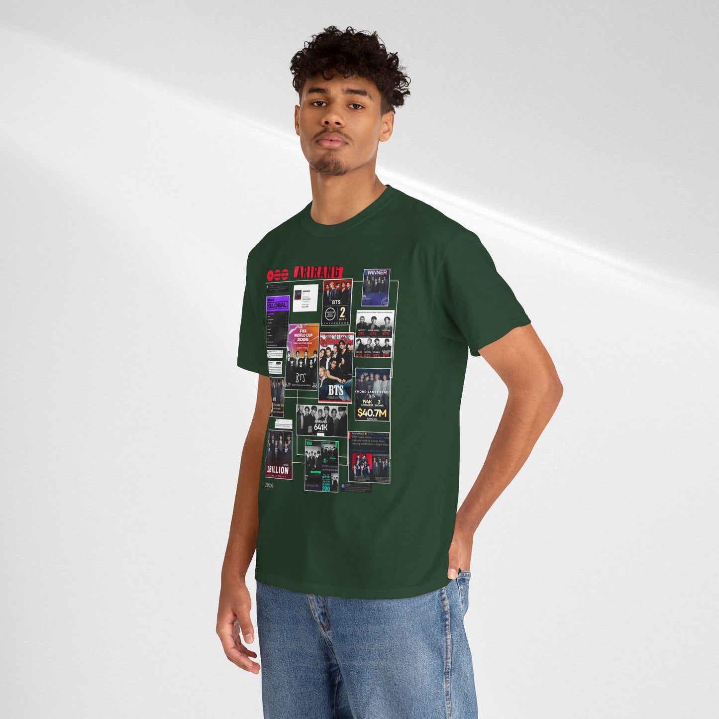 BTS ARIRANG Collage Tee — Iconic Albums & Milestones Graphic T-Shirt