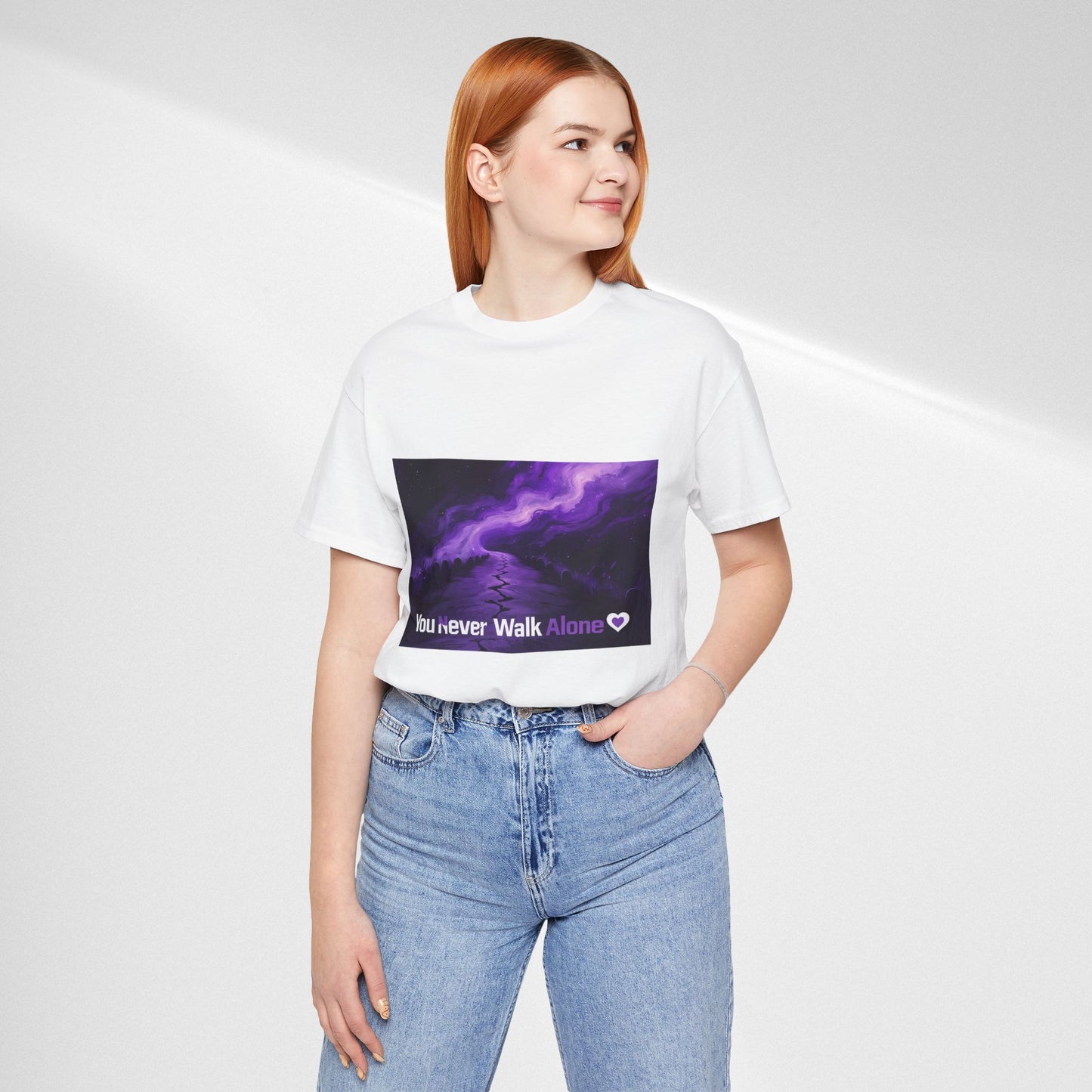 You Never Walk Alone Tee — Purple Night Stairway Graphic T‑Shirt
