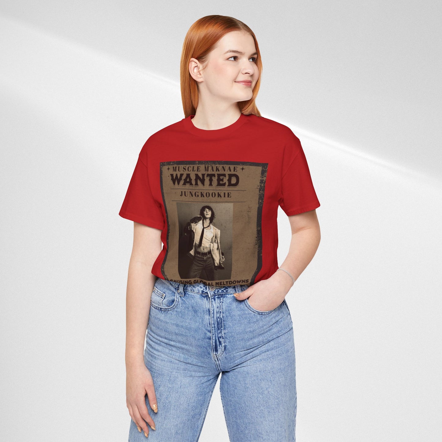 Wanted Poster Tee — 'Jungkook: Causing Global Meltdowns' Vintage K-Pop T-Shirt