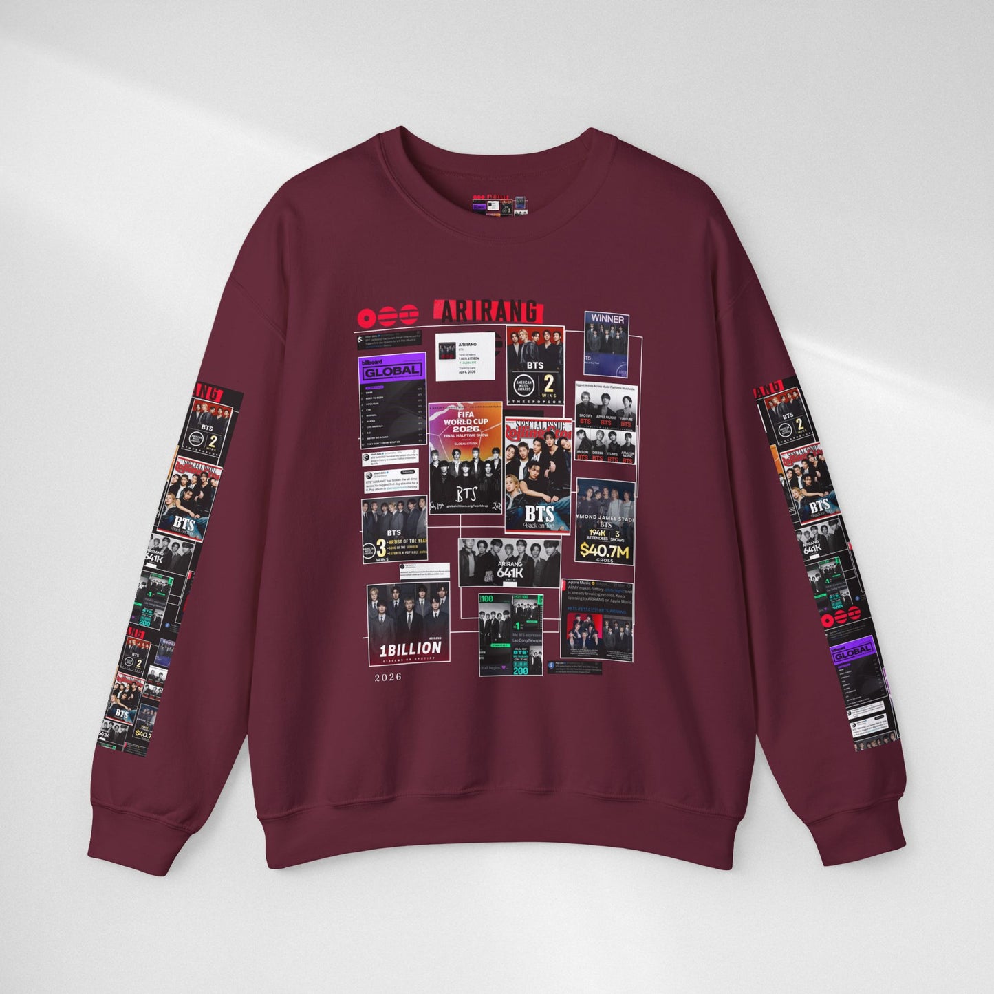 Crewneck Sweatshirt — BTS ARIRANG Collage Graphic Crewneck (Album Posters & Tour Art)