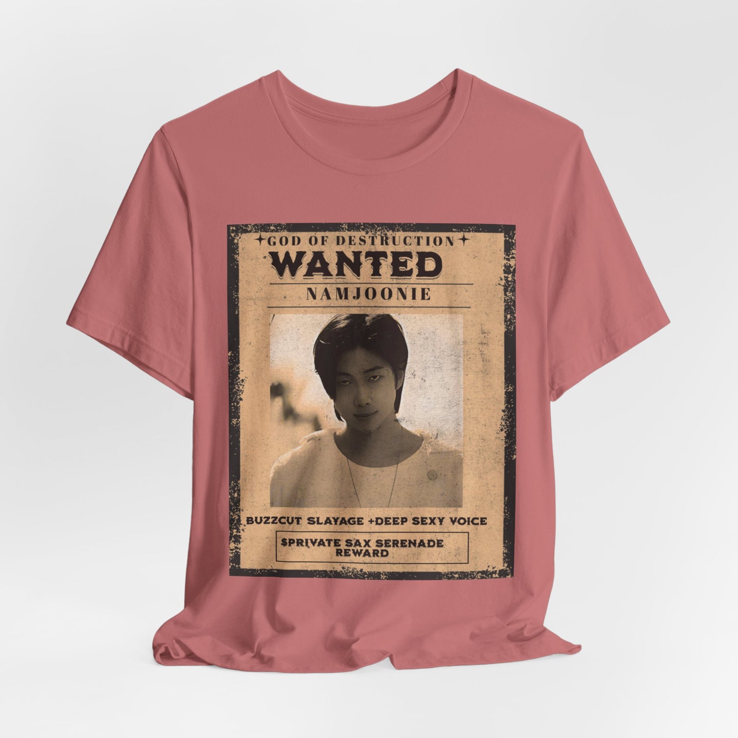T-Shirt — Vintage 'Wanted: Namjoonie' Photo Tee (K-Pop Fan Poster Style)