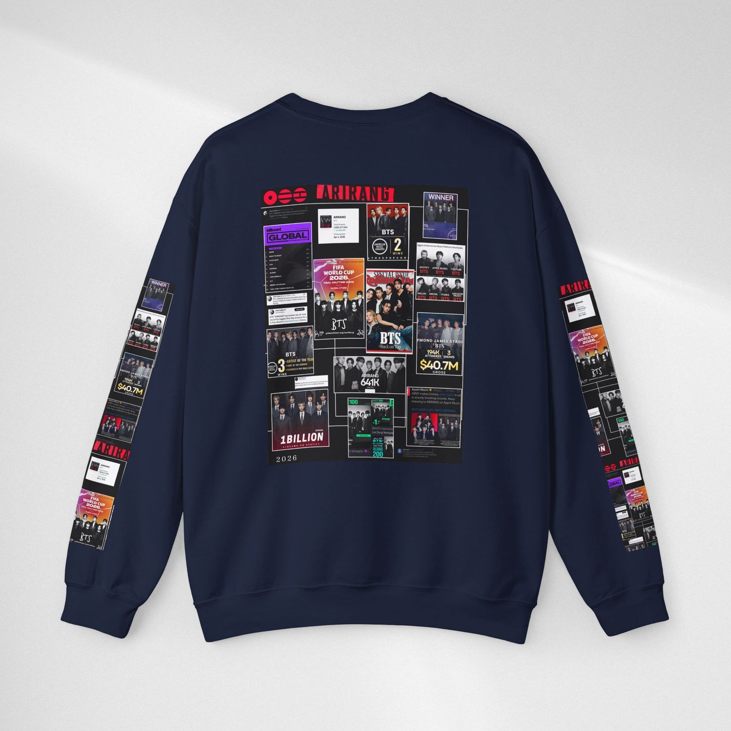 Crewneck Sweatshirt — BTS ARIRANG Collage Graphic Crewneck (Album Posters & Tour Art)