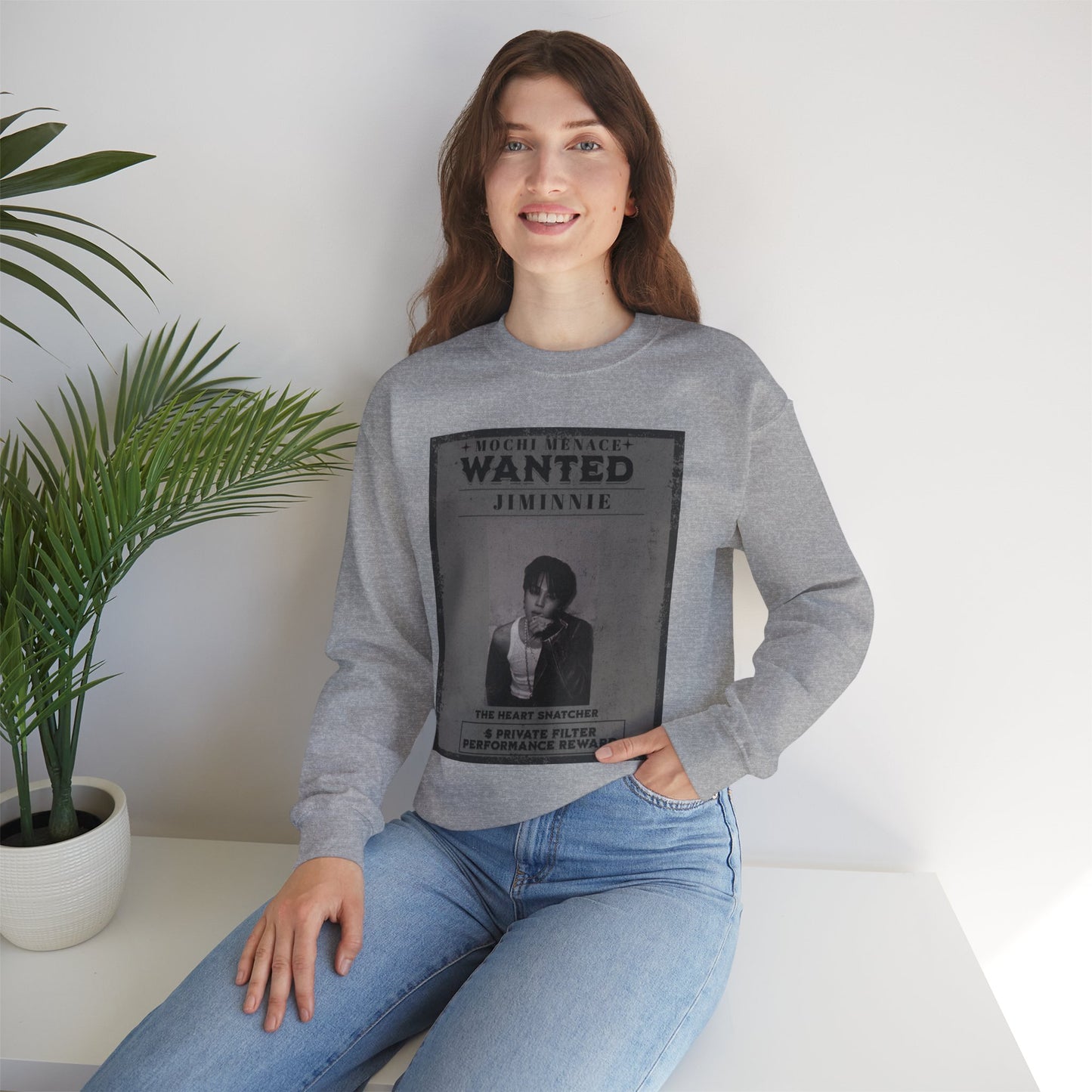 Wanted Poster Crewneck Sweatshirt – 'Wanted Jiminie' Vintage K-Pop Graphic