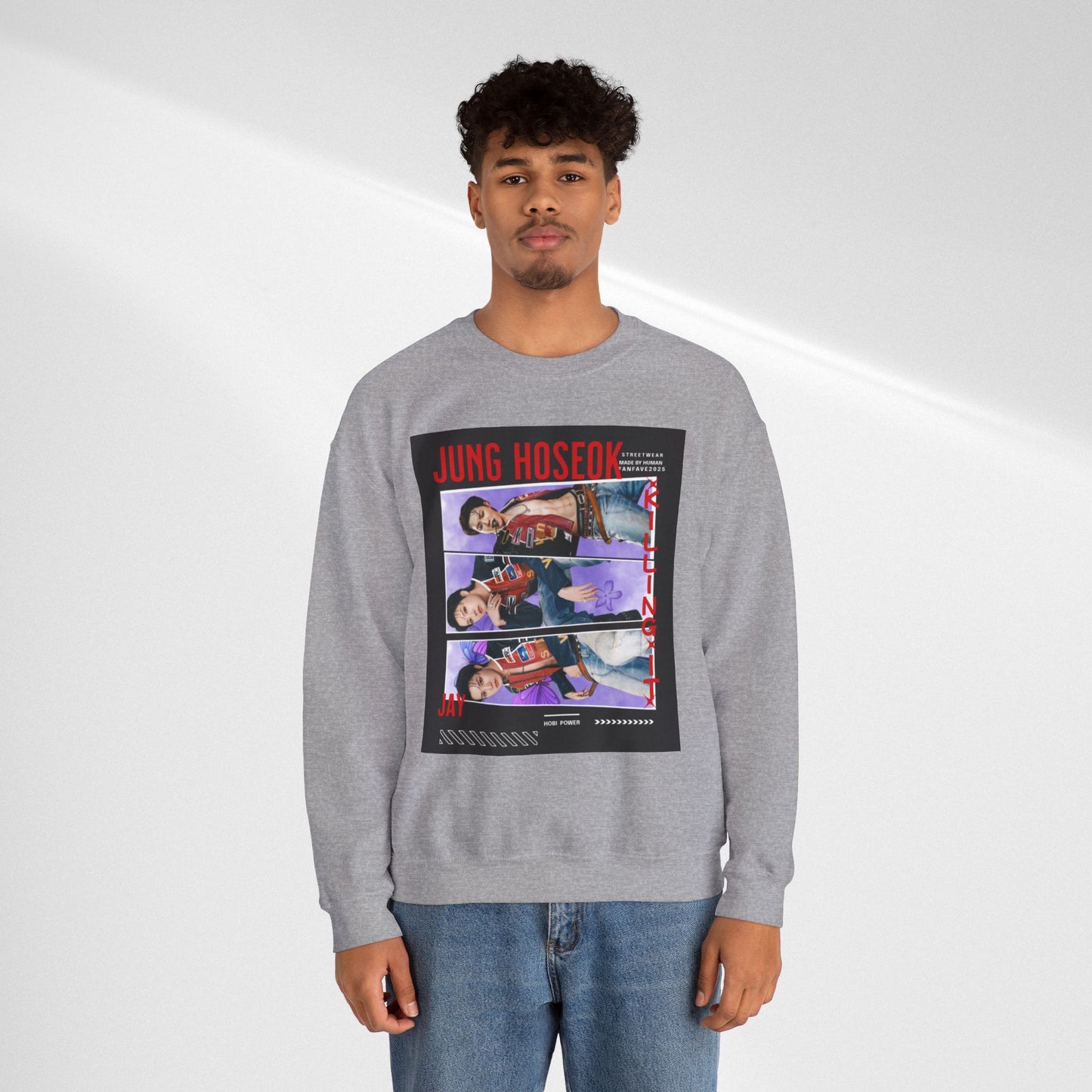 Photo Collage Crewneck Sweatshirt — 'JUNG HOSEOK' Graphic Pullover