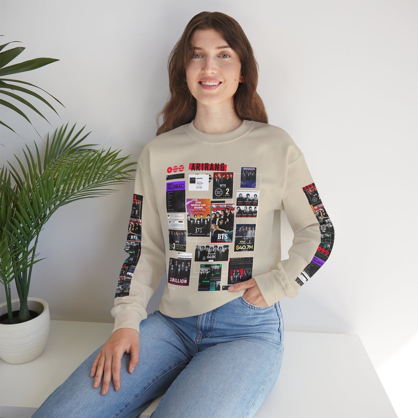 Crewneck Sweatshirt — BTS ARIRANG Collage Graphic Crewneck (Album Posters & Tour Art)