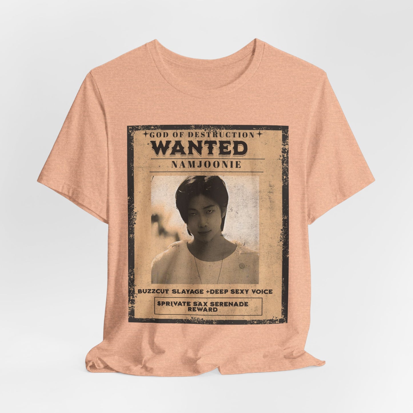 T-Shirt — Vintage 'Wanted: Namjoonie' Photo Tee (K-Pop Fan Poster Style)