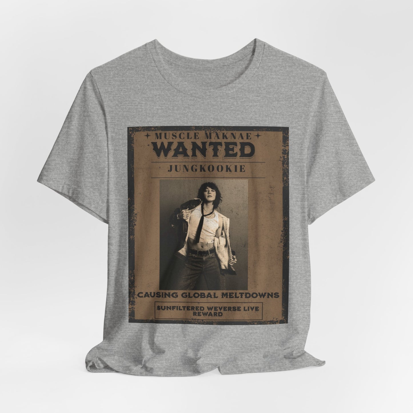 Wanted Poster Tee — 'Jungkook: Causing Global Meltdowns' Vintage K-Pop T-Shirt