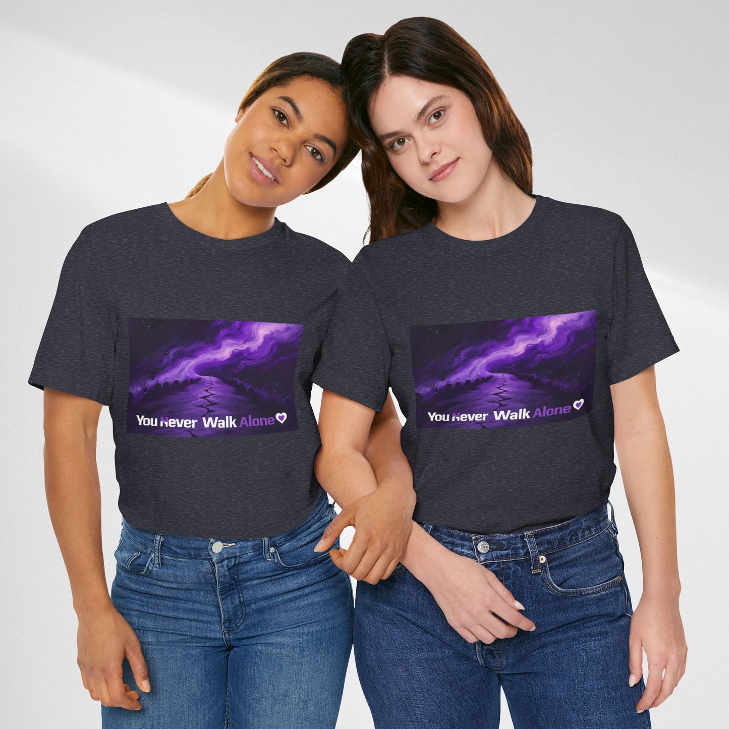 You Never Walk Alone Tee — Purple Night Stairway Graphic T‑Shirt