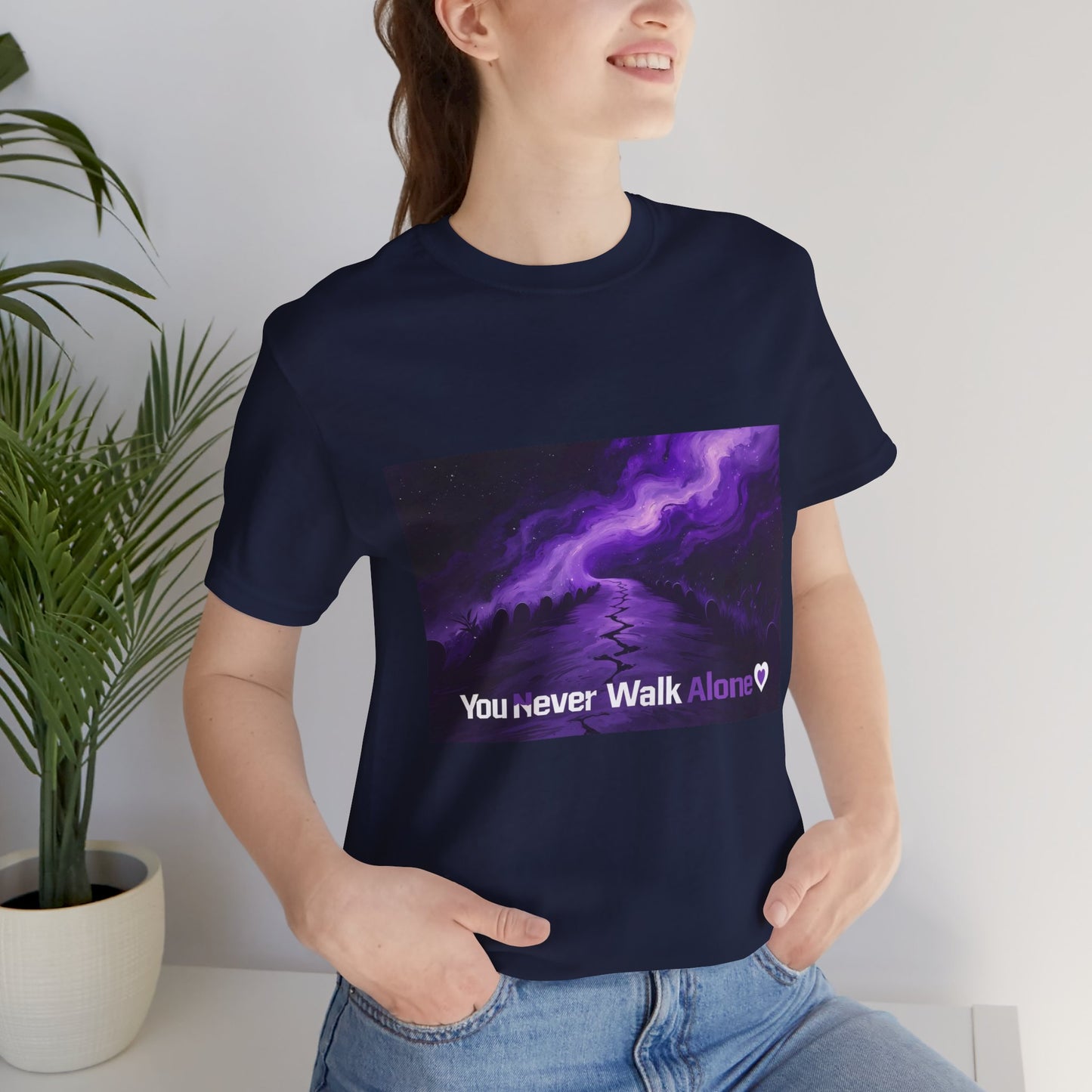 You Never Walk Alone Tee — Purple Night Stairway Graphic T‑Shirt